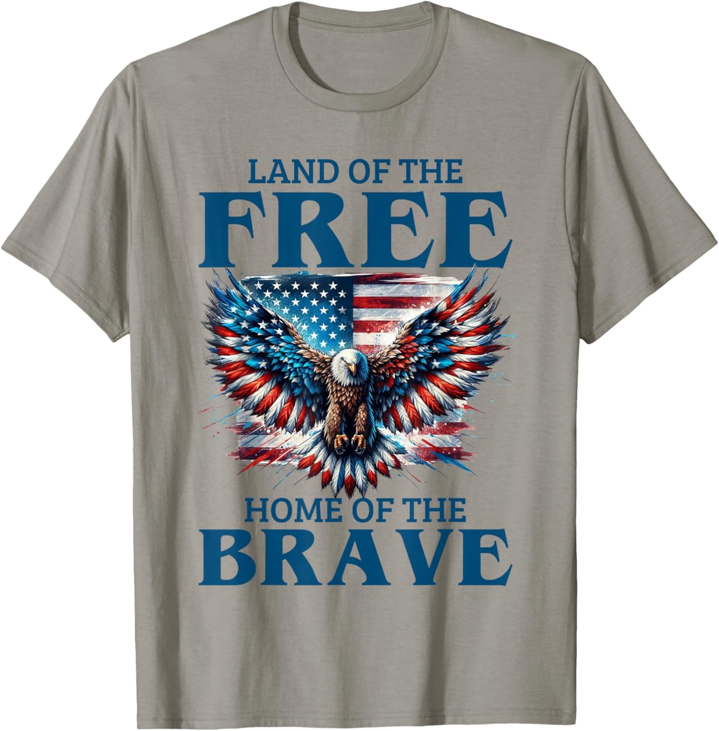 Land Of The Free Home Of The Brave Eagle Usa Vintage Flag T-Shirt - T-Shirt | Sand