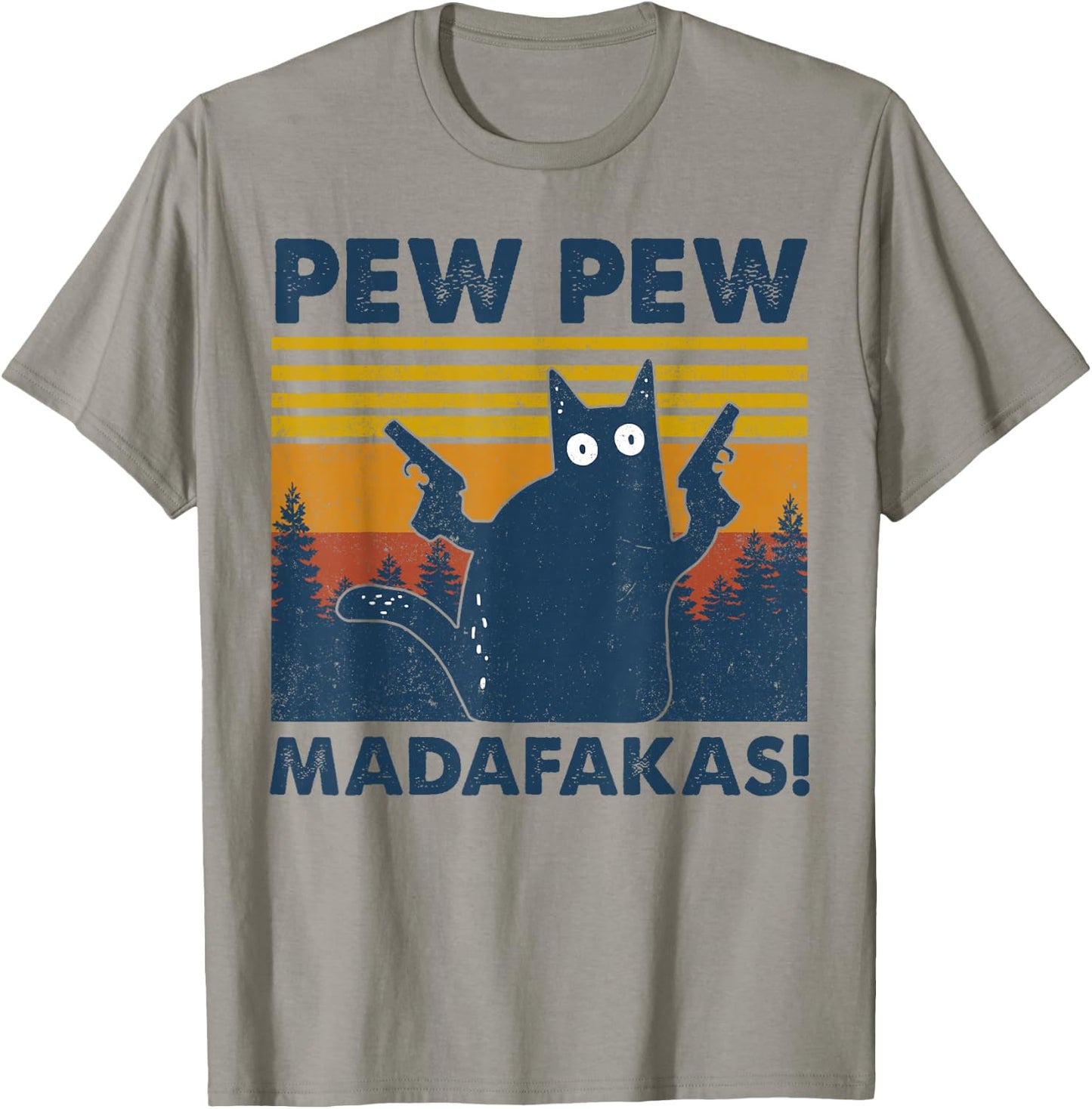 Vintage Cats Pew Pew Madafakas Funny Crazy Cat Lovers Gifts Small T-Shirt - T-Shirt | Sand