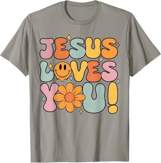 Jesus Loves You Cute Christian Teen Girl Graphic T-Shirt - T-Shirt | Sand