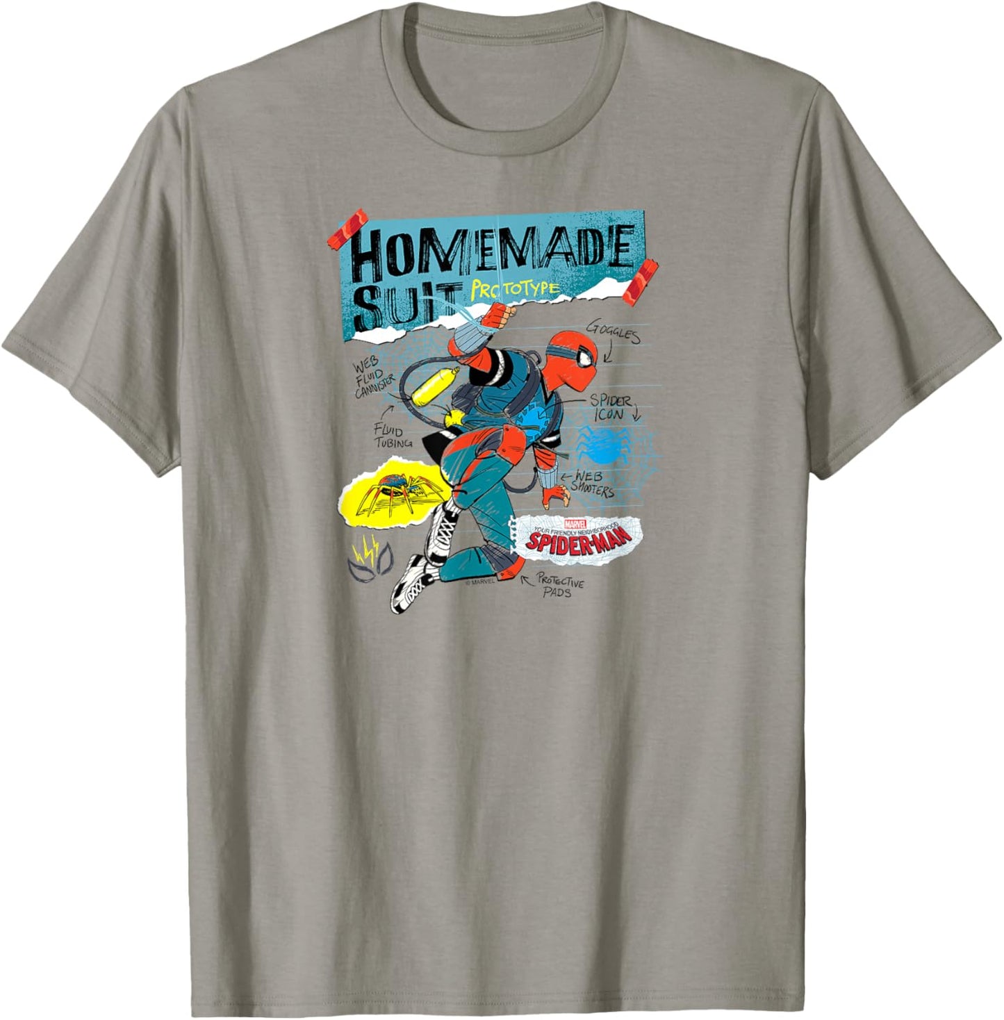 Your Friendly Neighborhood Spider-Man - Homemade Schematics T-Shirt - T-Shirt | Sand