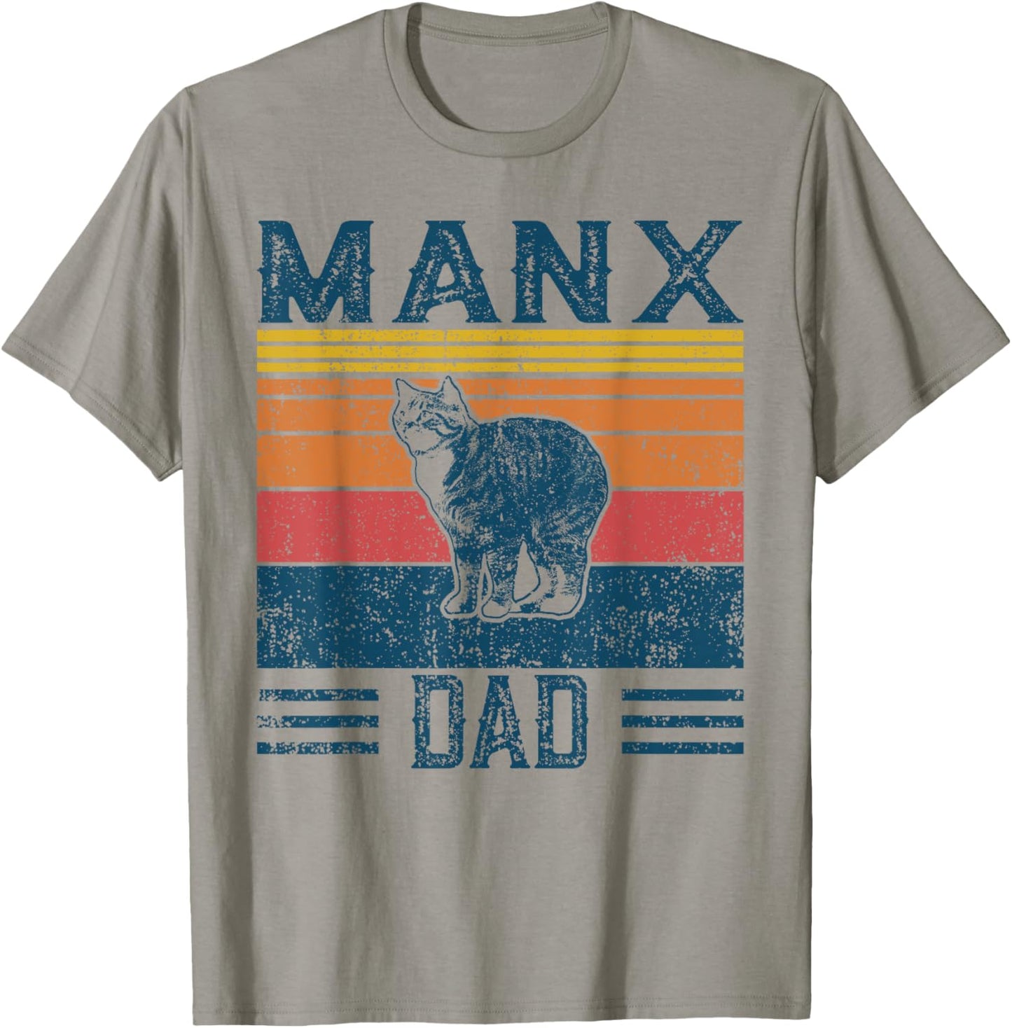 Best Cat Dad Men - Vintage Manx Cat T-Shirt - T-Shirt | Sand