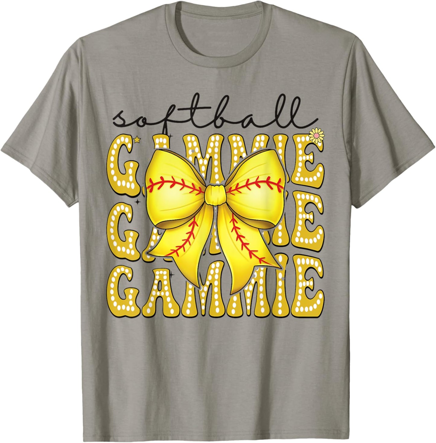 Softball Gammie Retro Softball Coquette Bow Groovy T-Shirt - T-Shirt | Sand