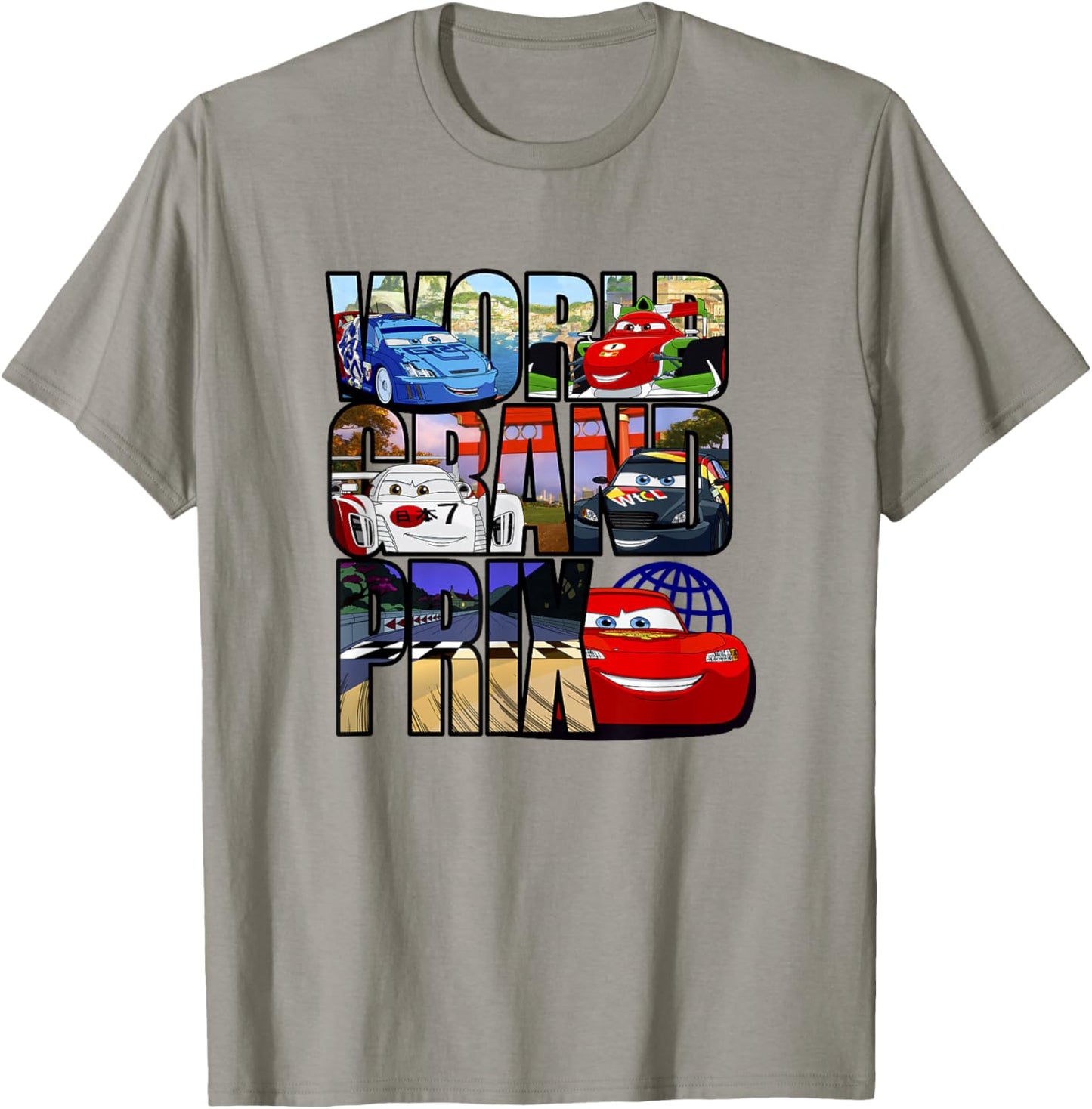 Disney Pixar Cars 2 World Grand Prix Destinations Logo T-Shirt - T-Shirt | Sand
