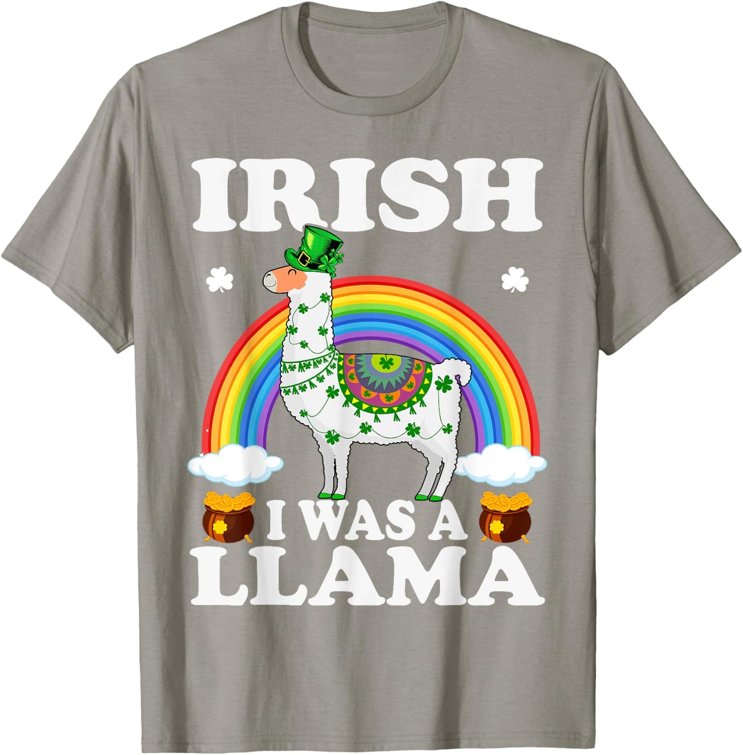 Irish I Was A Llama Leprechaun Hat Llama St. Patrick's Day T-Shirt - T-Shirt | Sand