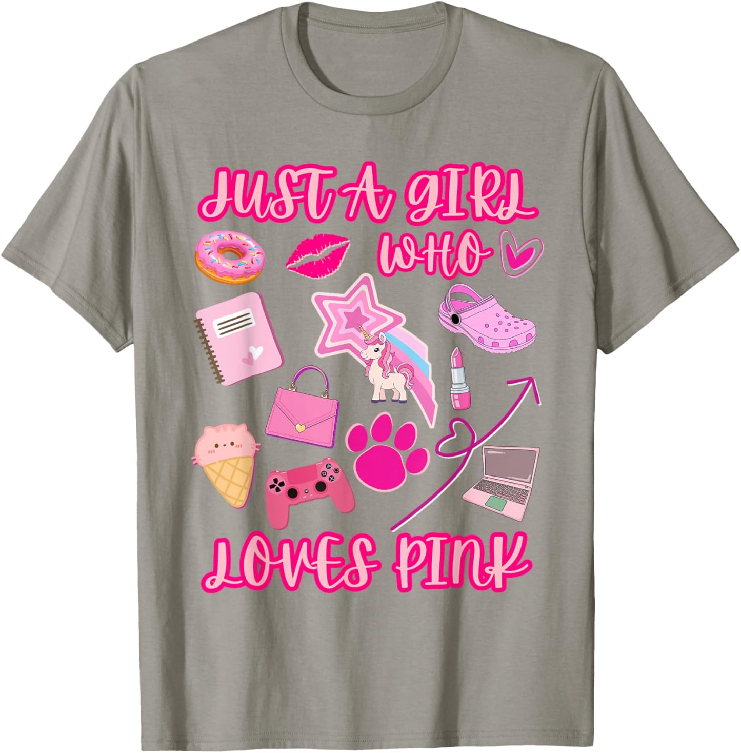 Just A Girl Who Loves Pink, Girly Things, Cute Women & Girls T-Shirt - T-Shirt | Sand