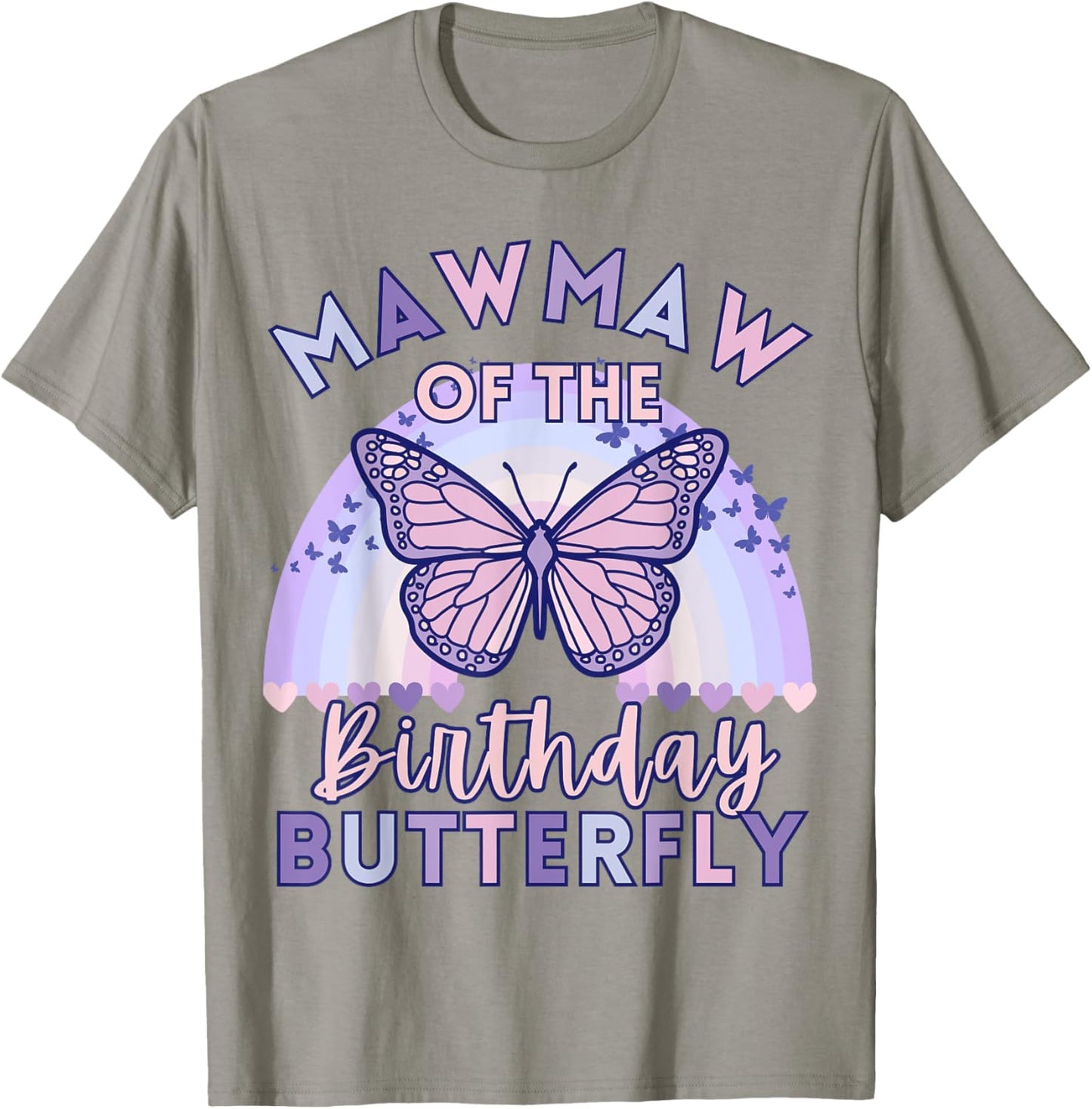 Mawmaw Of The Birthday Butterfly Kids Bday Mamaw Grandma T-Shirt - T-Shirt | Sand