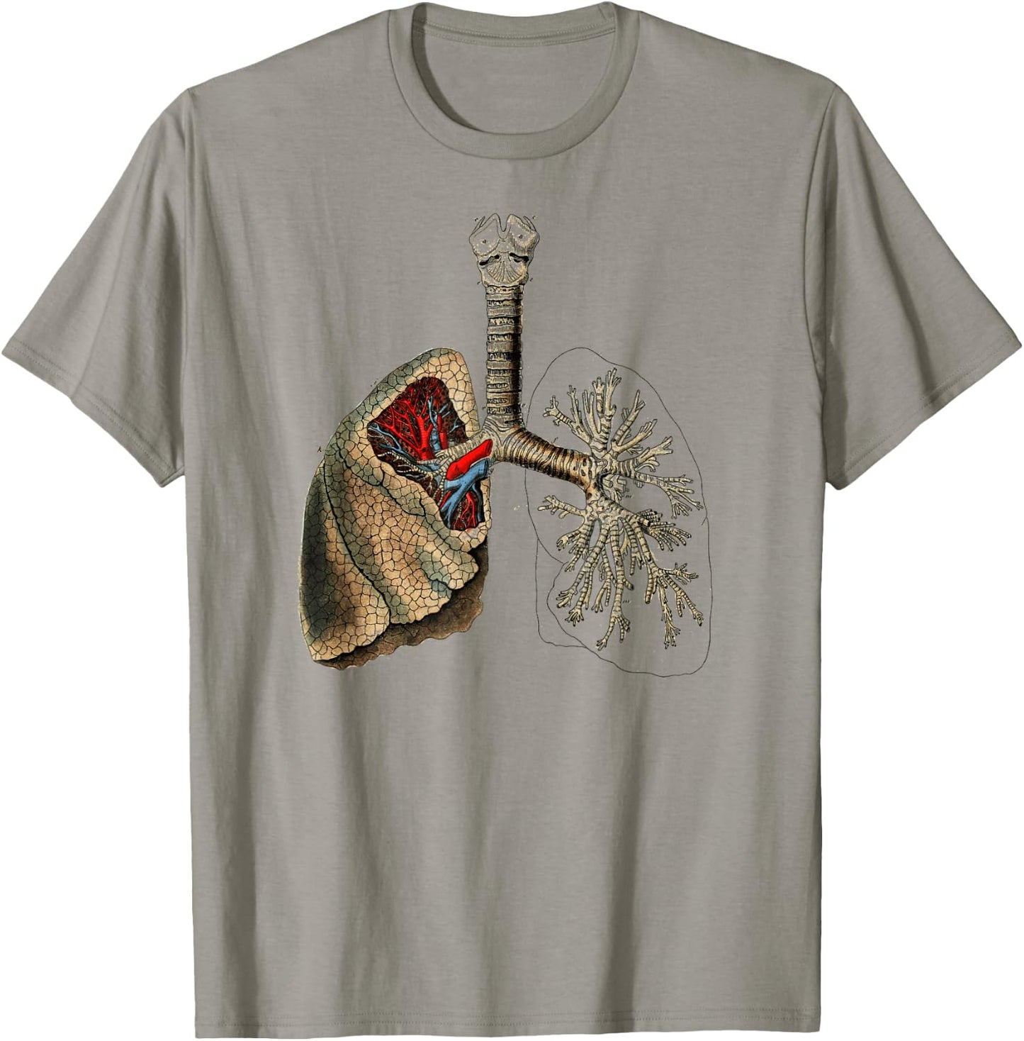 Human Lung Vintage Lung Medical Anatomy T-Shirt - T-Shirt | Sand