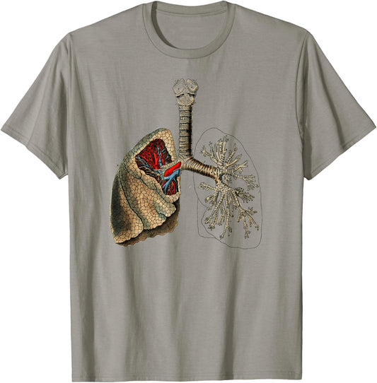 Human Lung Vintage Lung Medical Anatomy T-Shirt - T-Shirt | Sand
