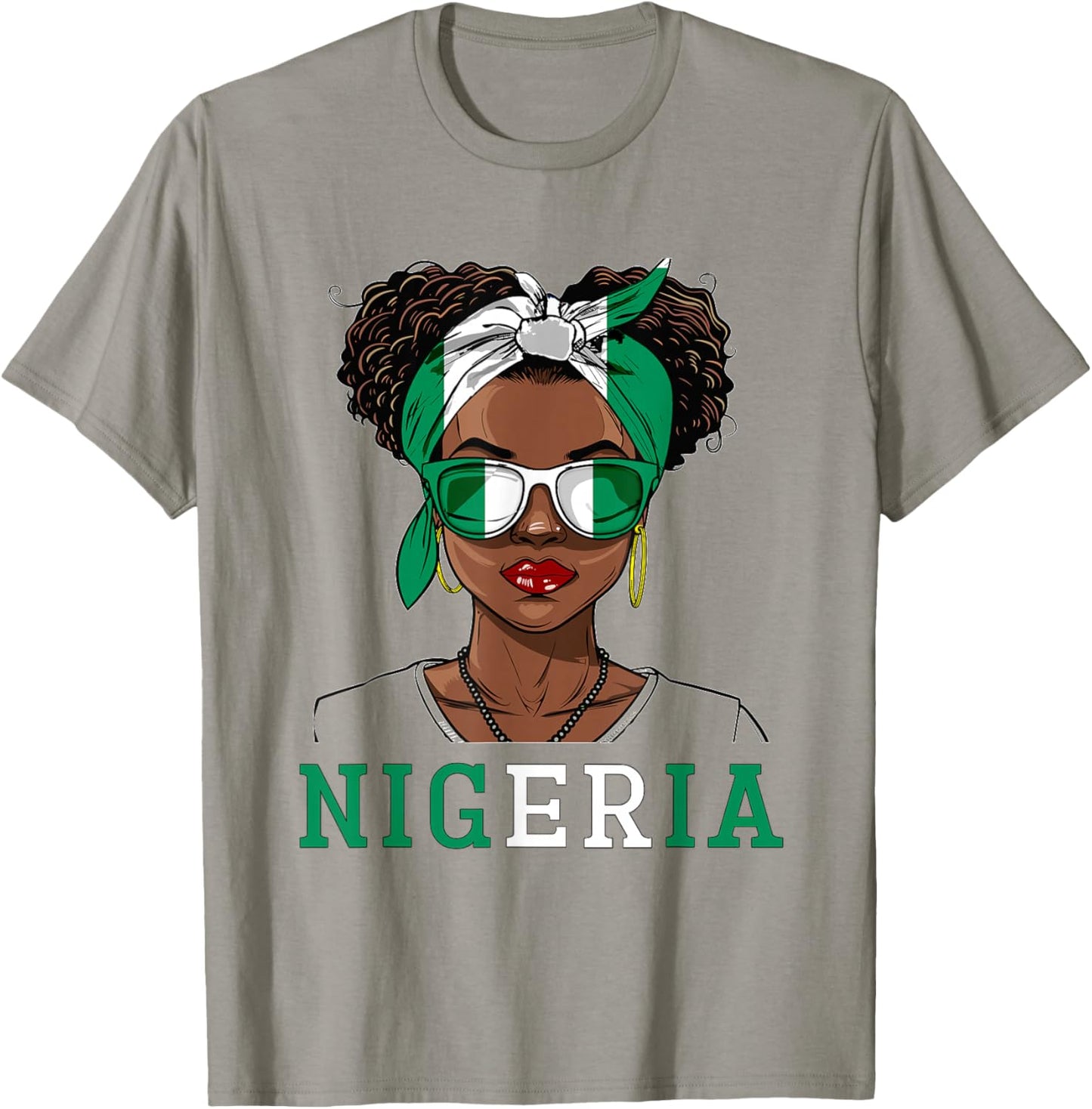 Nigeria Flag Outfit for Woman Decor Souvenirs Nigerian T-Shirt - T-Shirt | Sand