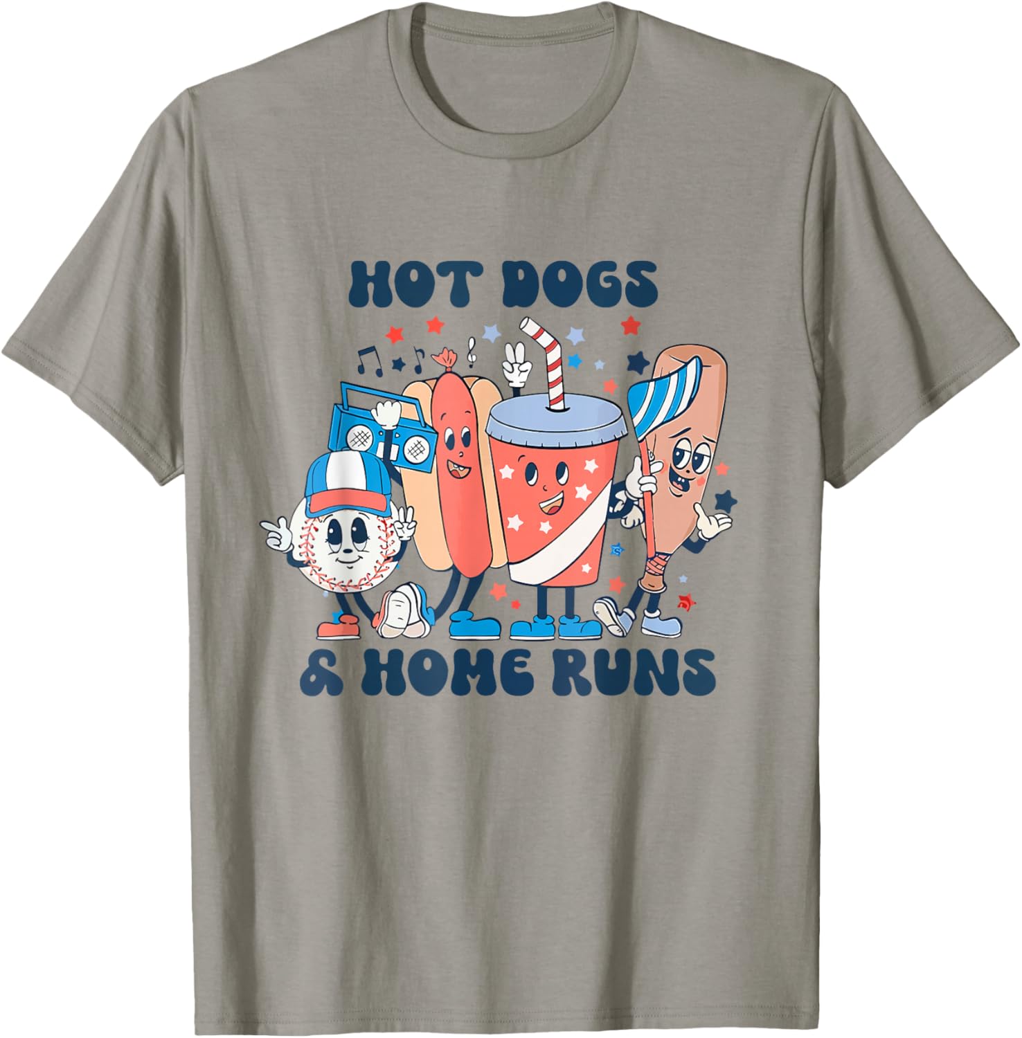 Hot Dogs And Home Runs Hot Dog Baseball Touchdown T-Shirt - T-Shirt | Sand