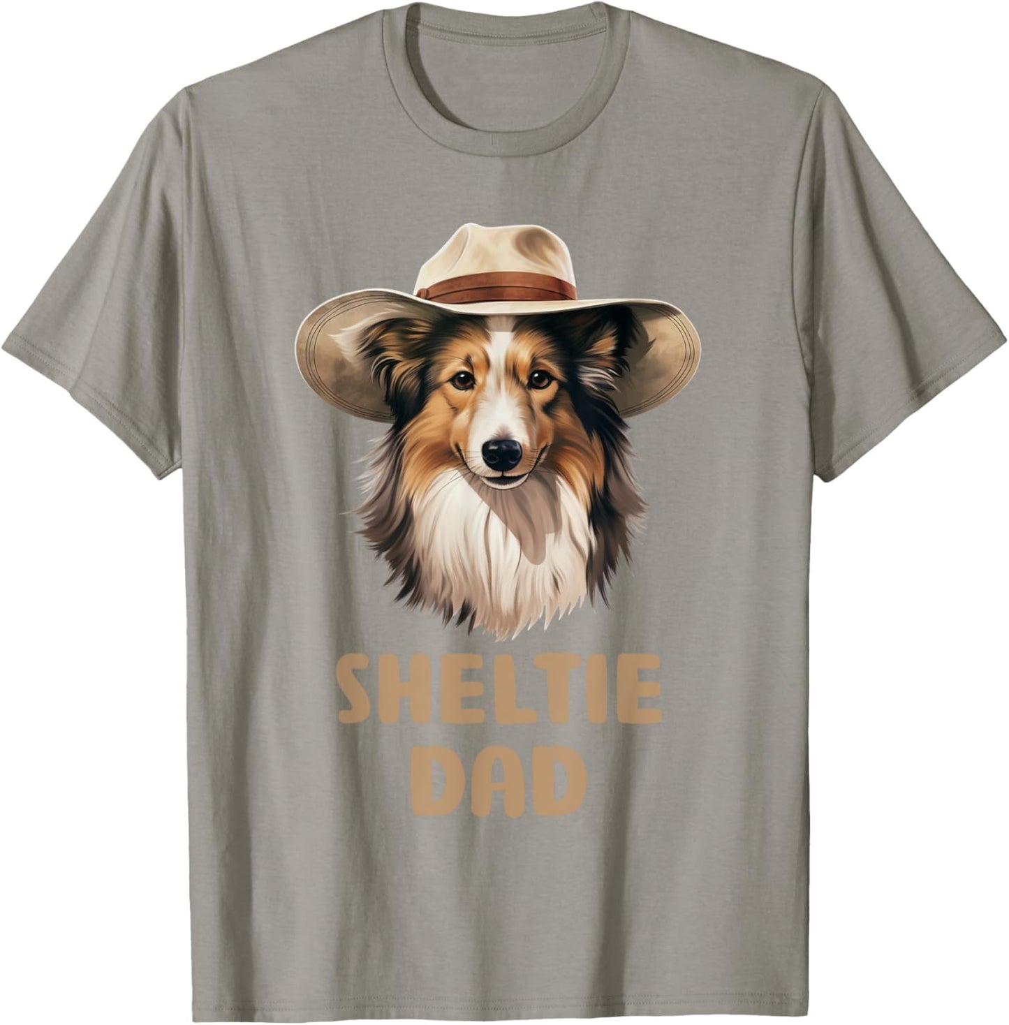 Cute Sheltie Dad Dog Lovers Gift Funny Puppy Sheltie Owner T-Shirt - T-Shirt | Sand