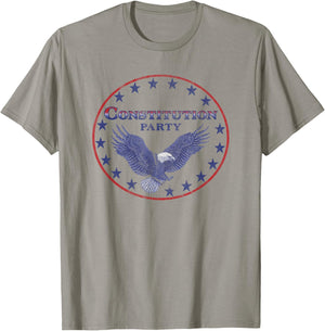 Constitution Party (white) - Single Eagle Logo Frontprint T-Shirt - T-Shirt | Sand