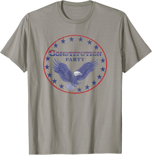 Constitution Party (white) - Single Eagle Logo Frontprint T-Shirt - T-Shirt | Sand