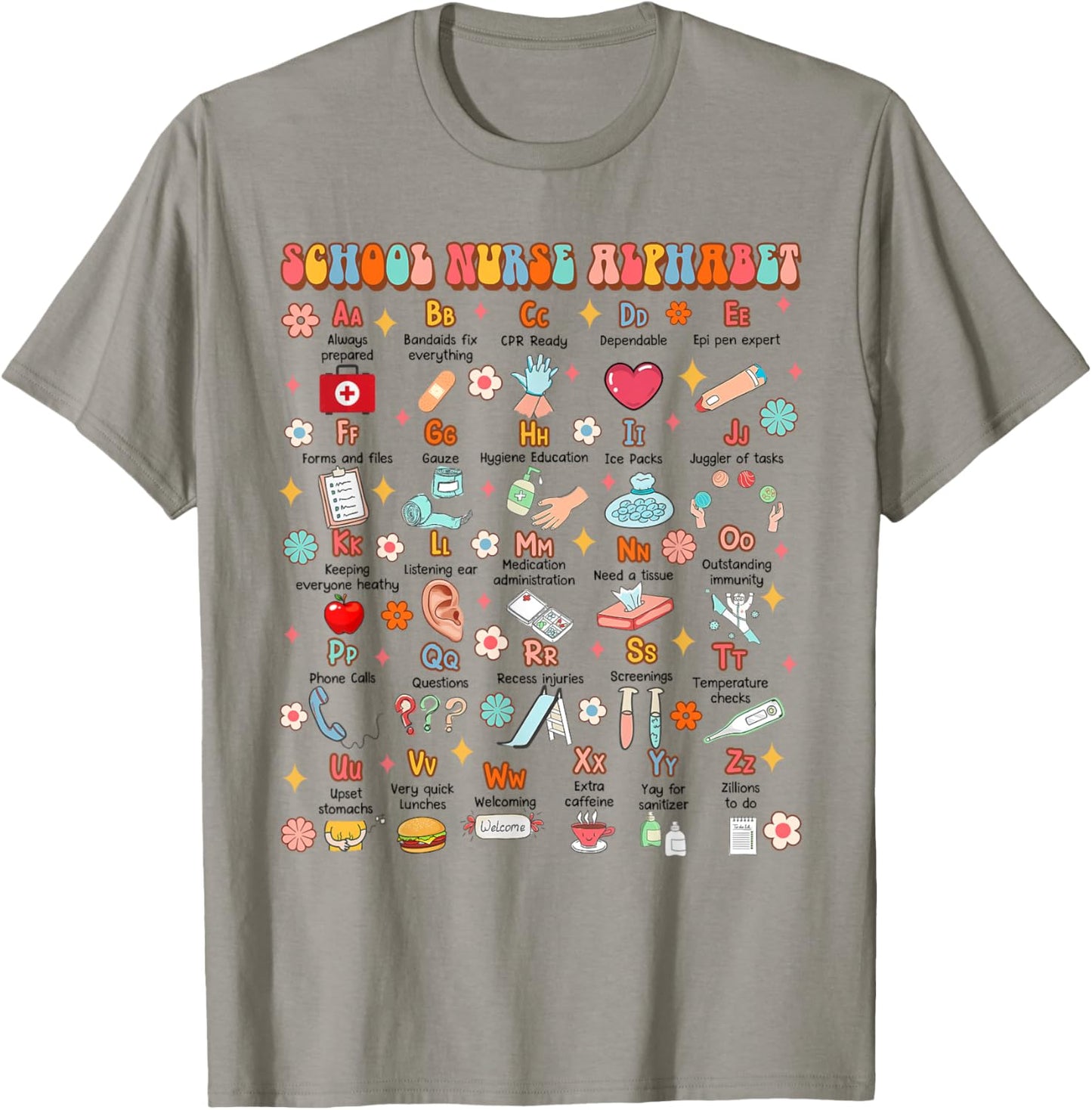 Back To School Funny School Nurse Alphabet School Nurse Life T-Shirt - T-Shirt | Sand