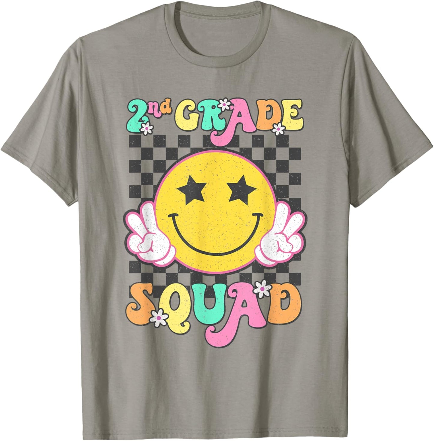 Second Grade Squad Smile Retro Back To School 2nd Grade T-Shirt - T-Shirt | Sand