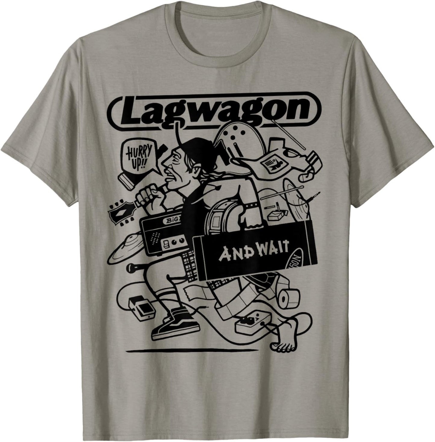Lagwagon Men's Grey Classic Fit Cartoon Pattern , Small T-Shirt - T-Shirt | Sand