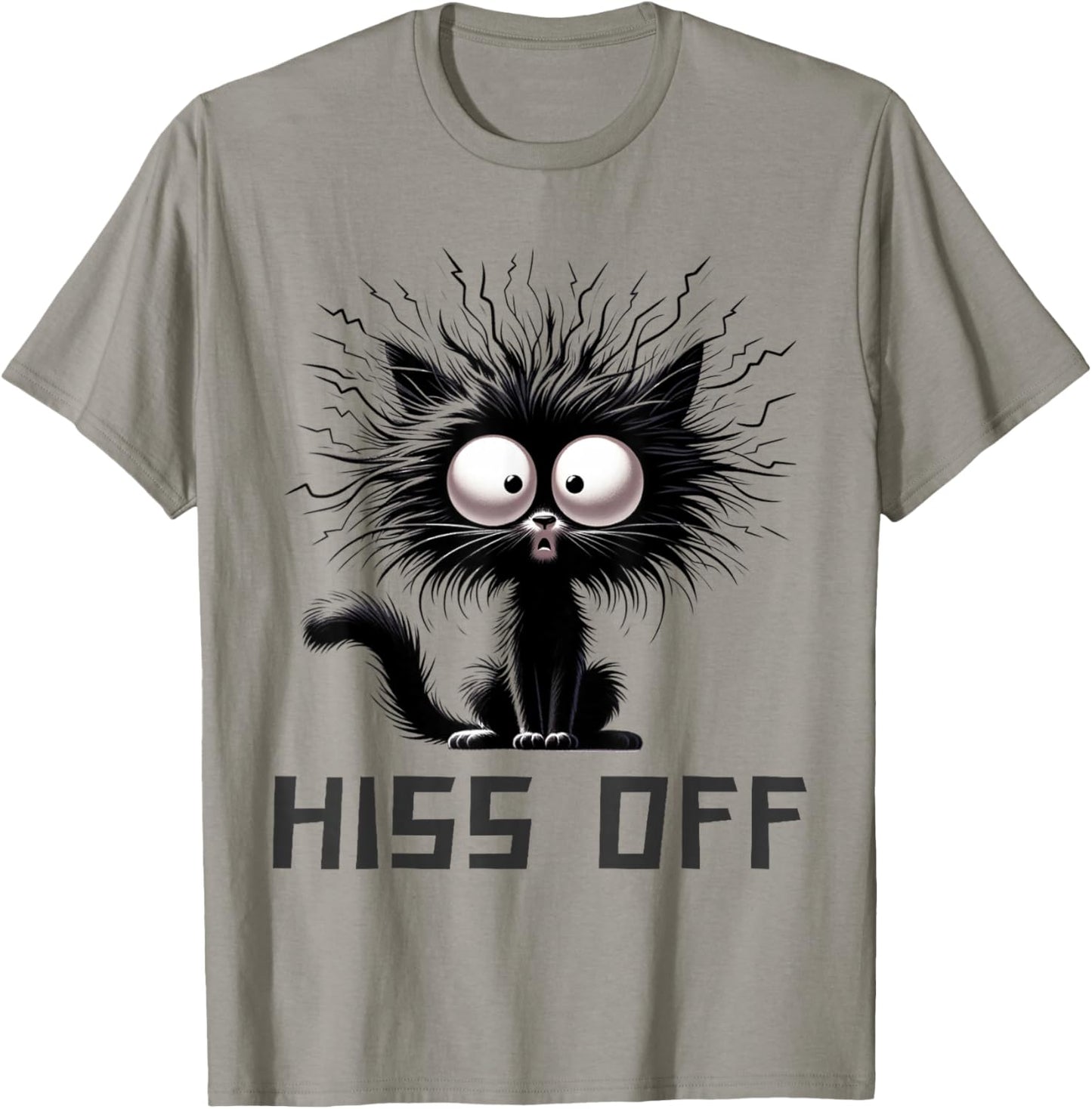 Hiss Off Funny Black Cat Hiss Off Meow Cat Gifts Black Cat Hiss Off Meow Cat Funny Cat Lover Women -Adults Cotton 65% Polyester 35% White Cartoon T-Shirt - T-Shirt | Sand