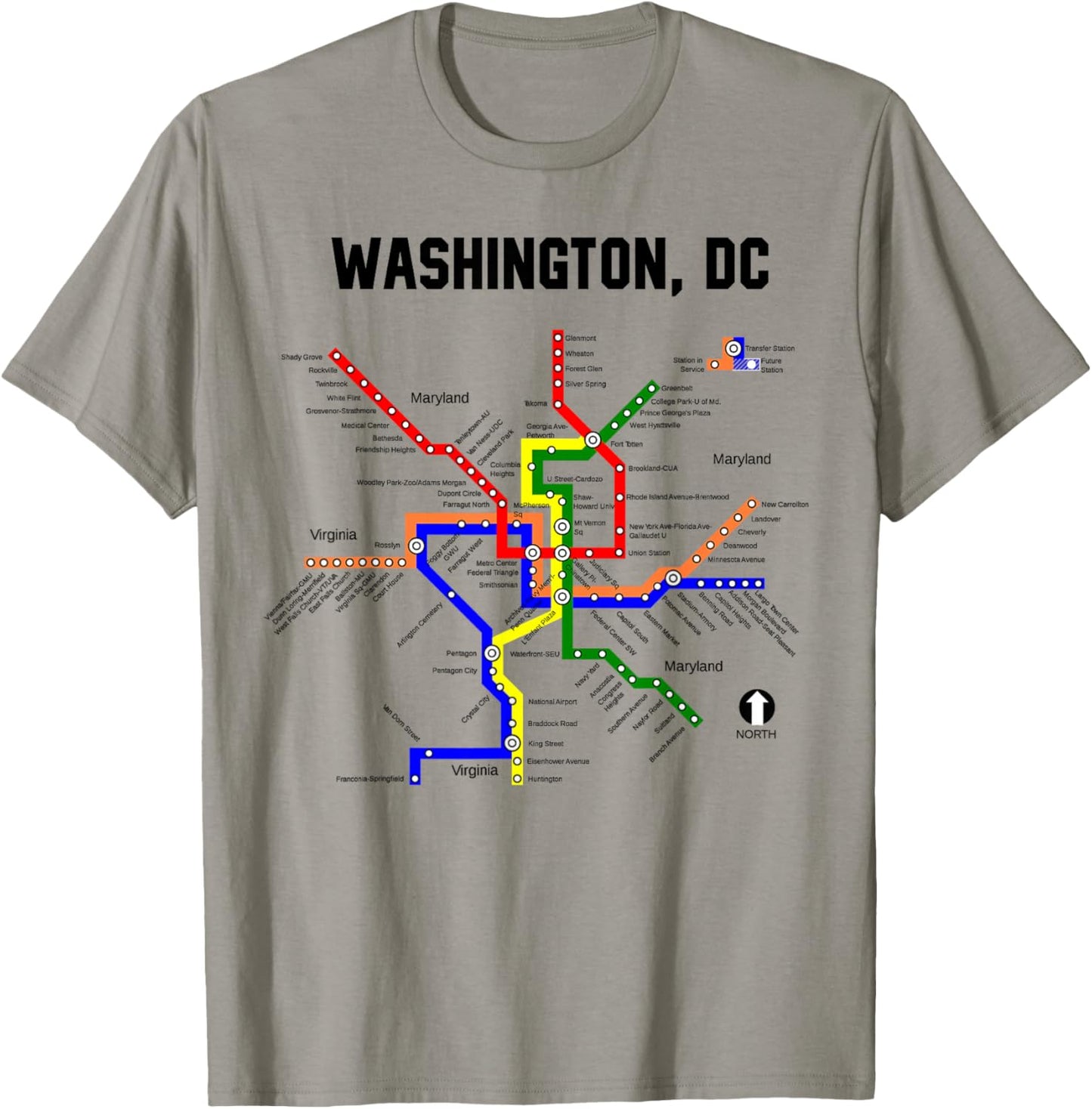 Metro Map Washington D.C.Vacation Cherry Blossom Capitol T-Shirt - T-Shirt | Sand