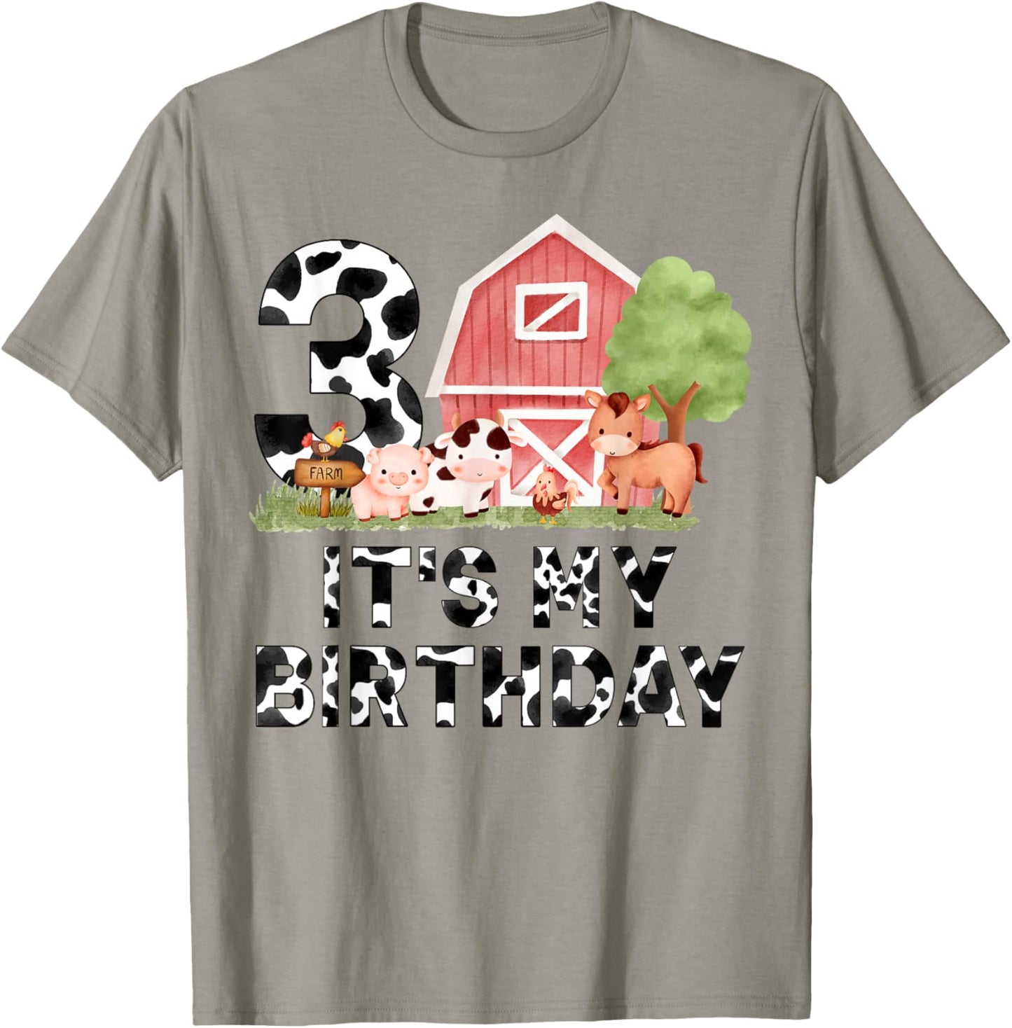 It's My 3rd Birthday Boy Girl Farm Animal 3 Years Old Kids T-Shirt - T-Shirt | Sand