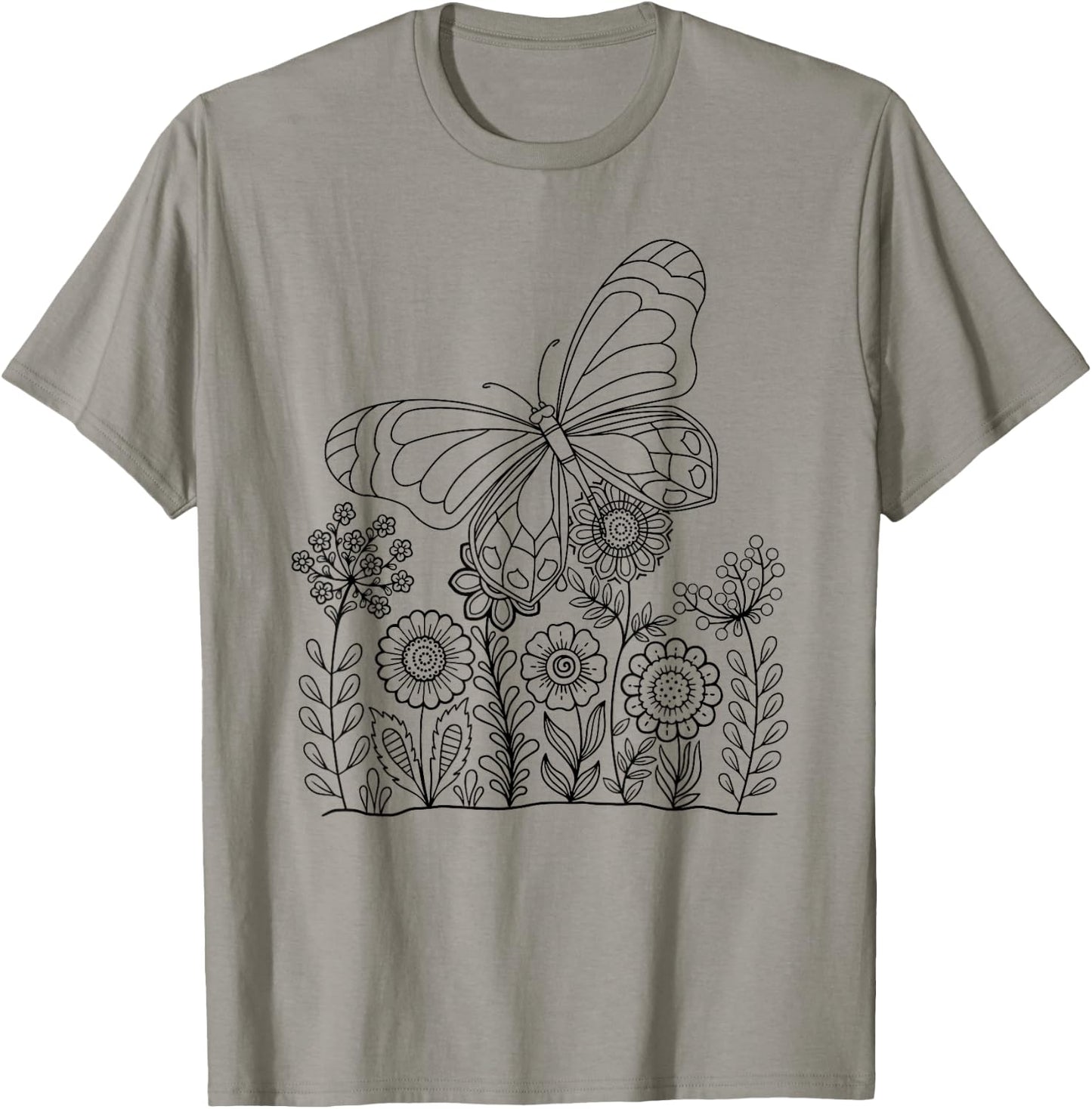 Butterfly Design for Colouring and Painting for Children T-Shirt - T-Shirt | Sand