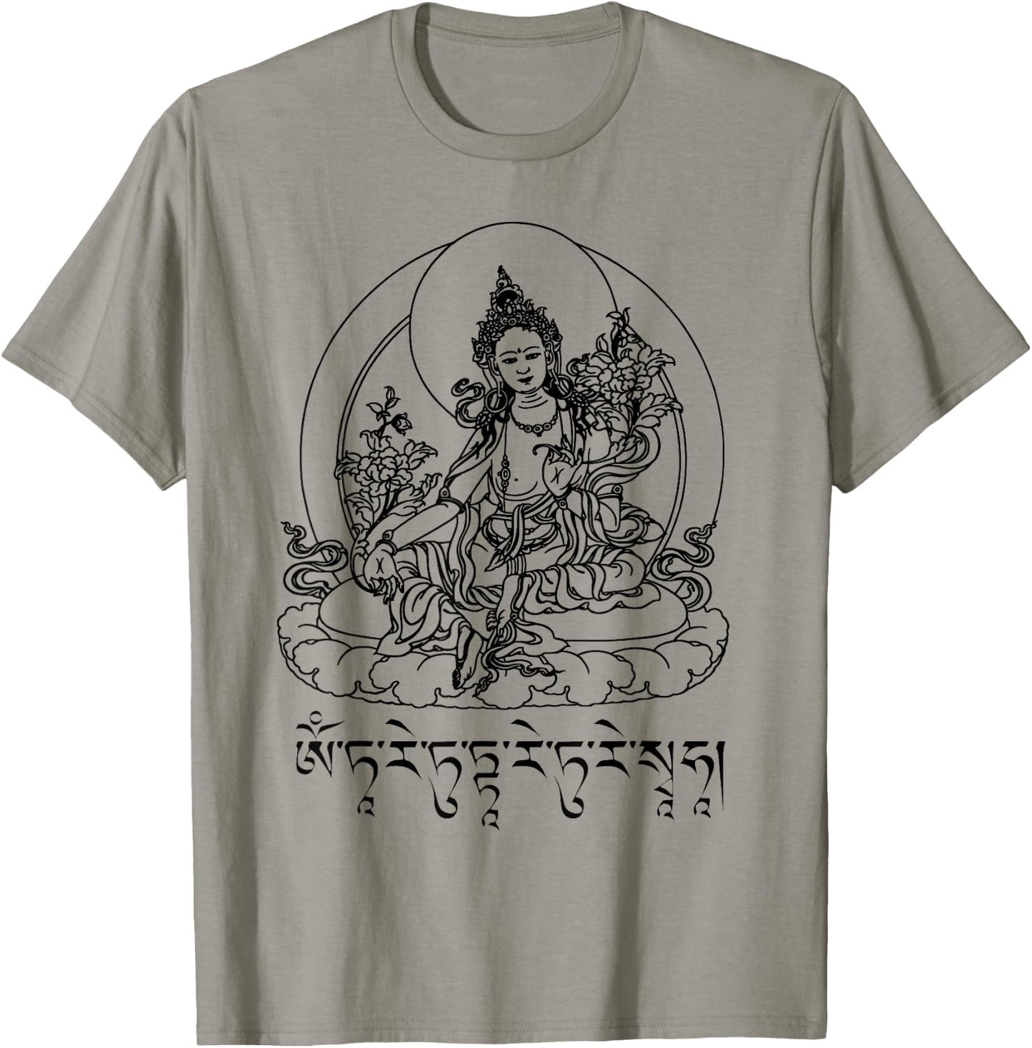 Buddha Green Tara Mantra Tibetan Buddhism Vajrayana T-Shirt - T-Shirt | Sand