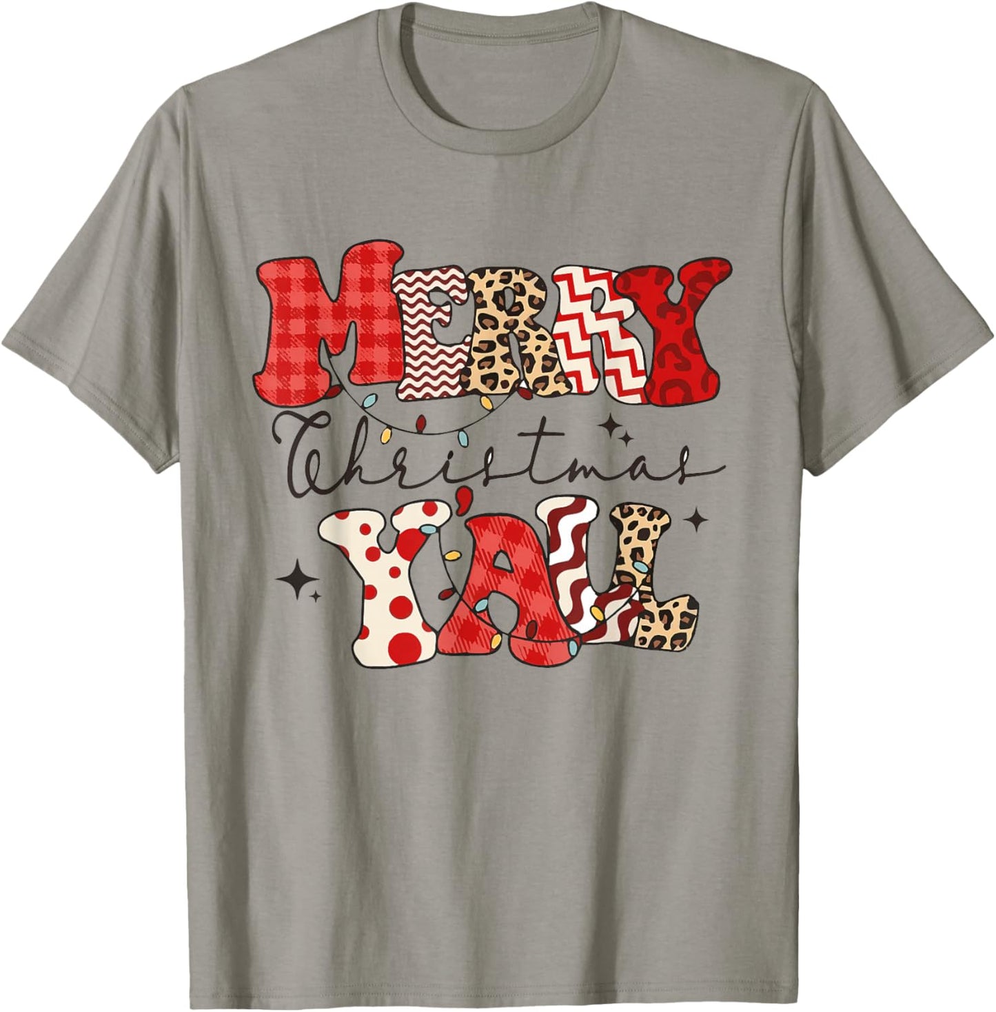 Merry Christmas Y'all Leopard Buffalo Pajama Family Xmas T-Shirt - T-Shirt | Sand