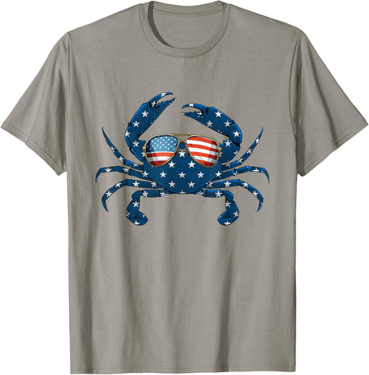 Patriotic Crab - 4th of July USA Crustacean Seafood Crabbing T-Shirt - T-Shirt | Sand