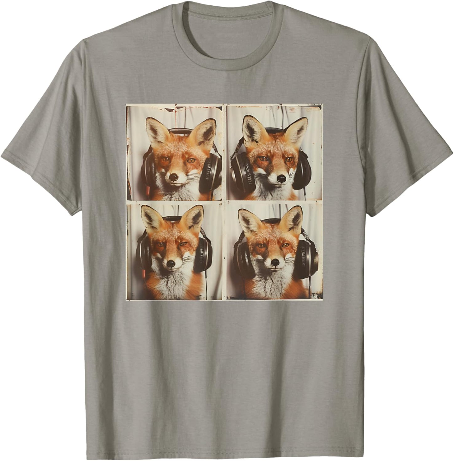 Fox Wearing Headphones Cool DJ Fox Animal Music T-Shirt - T-Shirt | Sand