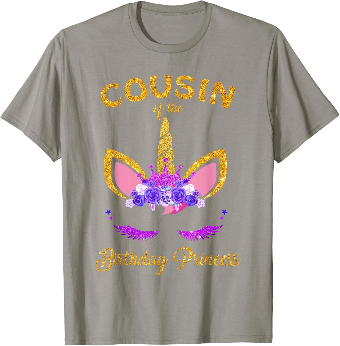 Cousin Of The Birthday Princess Unicorn Birthday Girl T-Shirt - T-Shirt | Sand