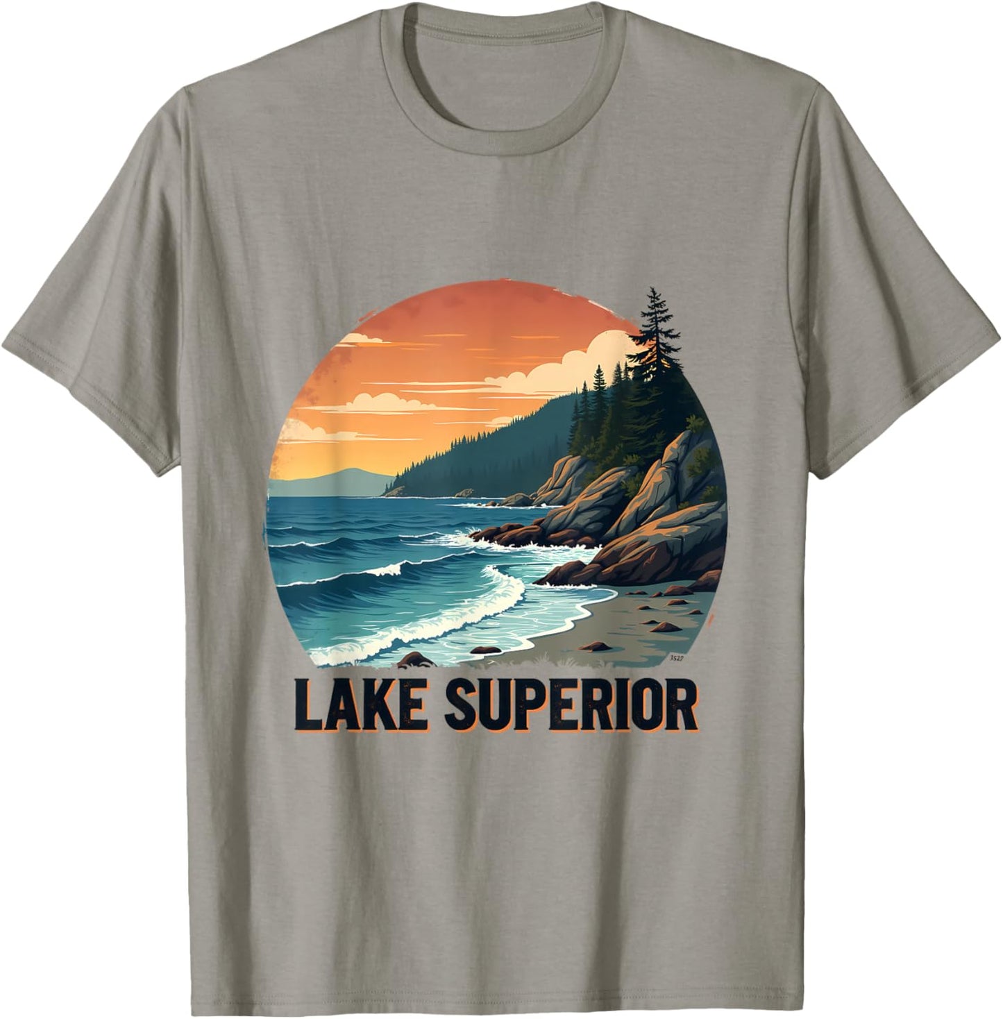 Lake Superior Scenic Nature Artwork T-Shirt - T-Shirt | Sand