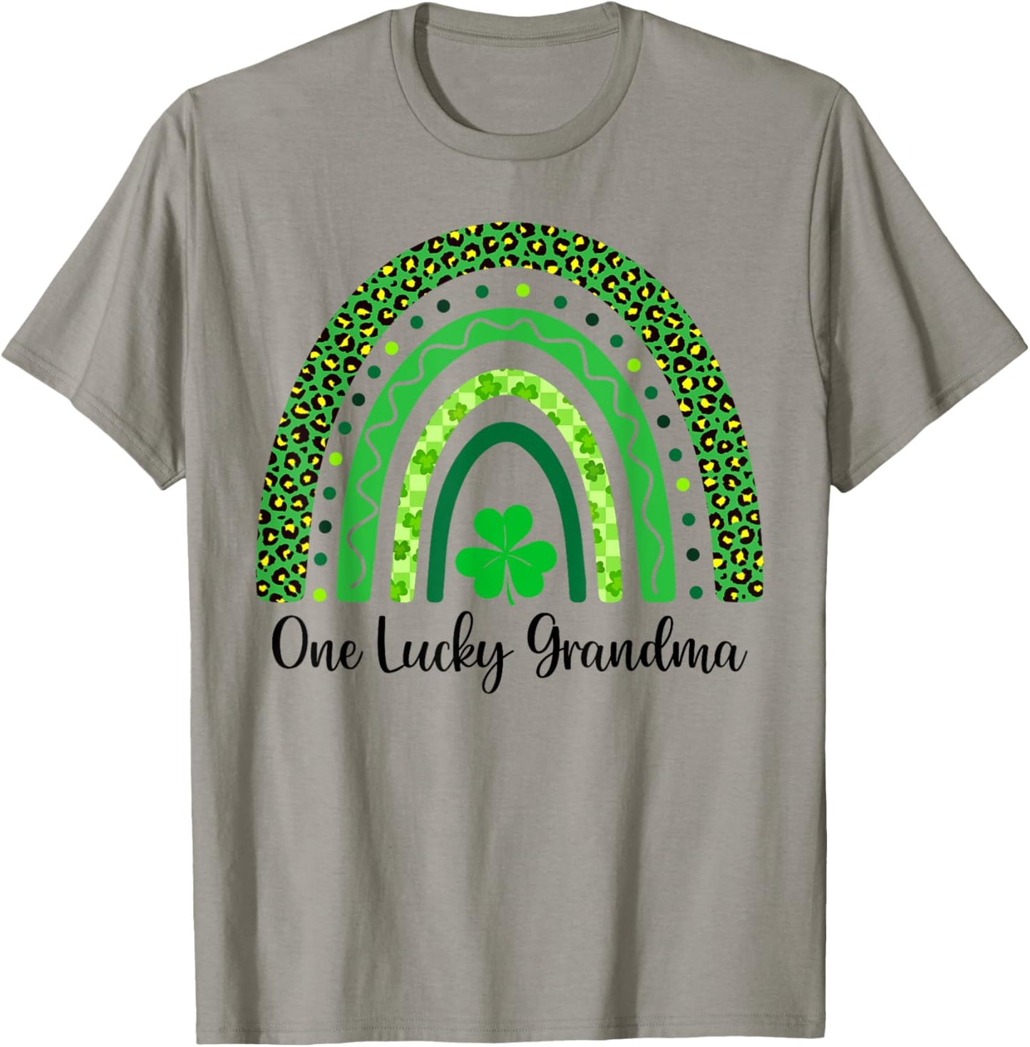 One Lucky Grandma St Patrick’s Day Rainbow Shamrock Irish T-Shirt - T-Shirt | Sand
