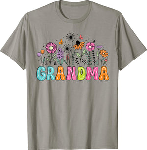 Groovy Wildflower Grandma Floral Grandma Mother's Day T-Shirt - T-Shirt | Sand