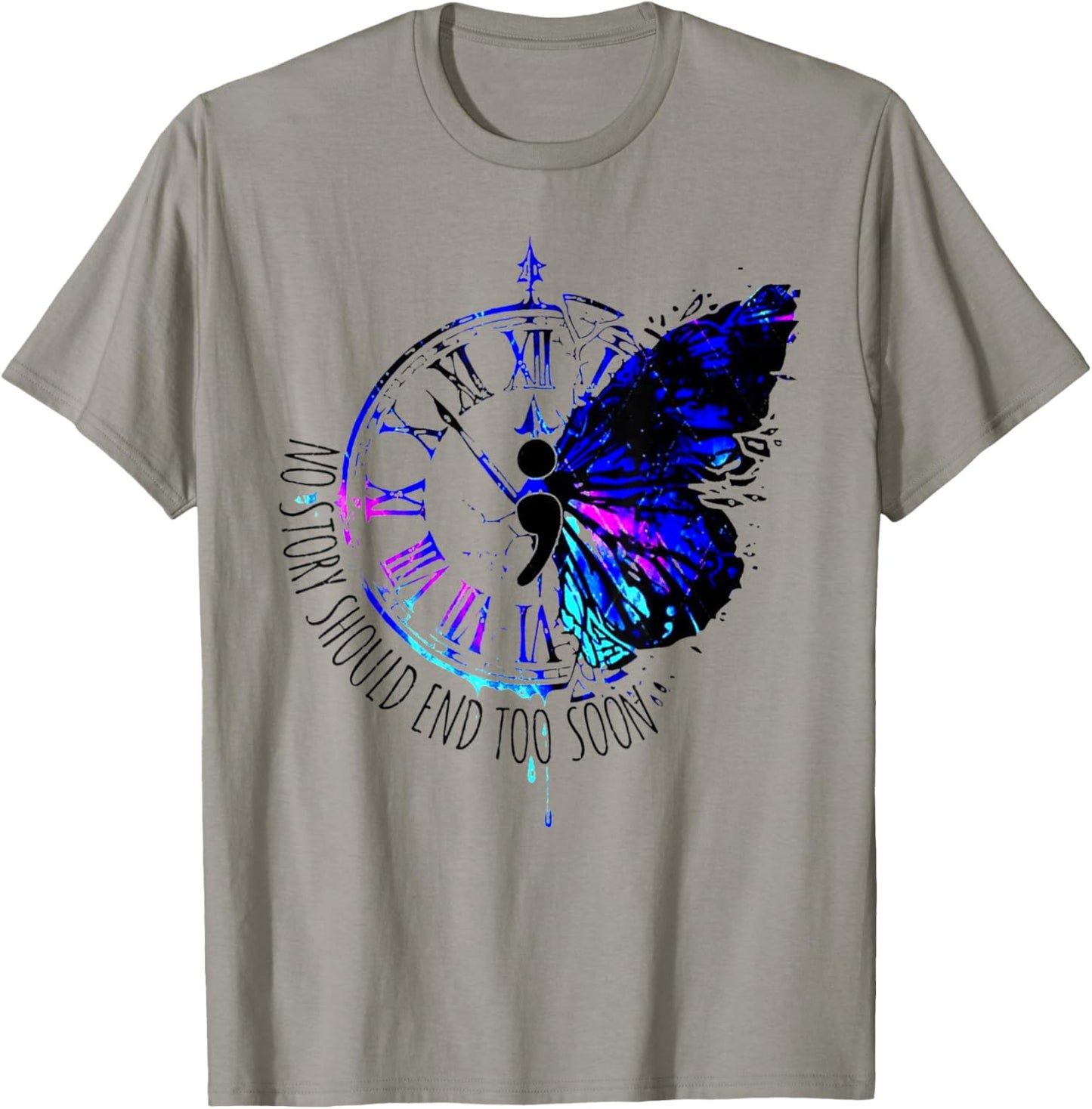 No Story Should End Too Soon Suicide Awareness Butterfly T-Shirt - T-Shirt | Sand