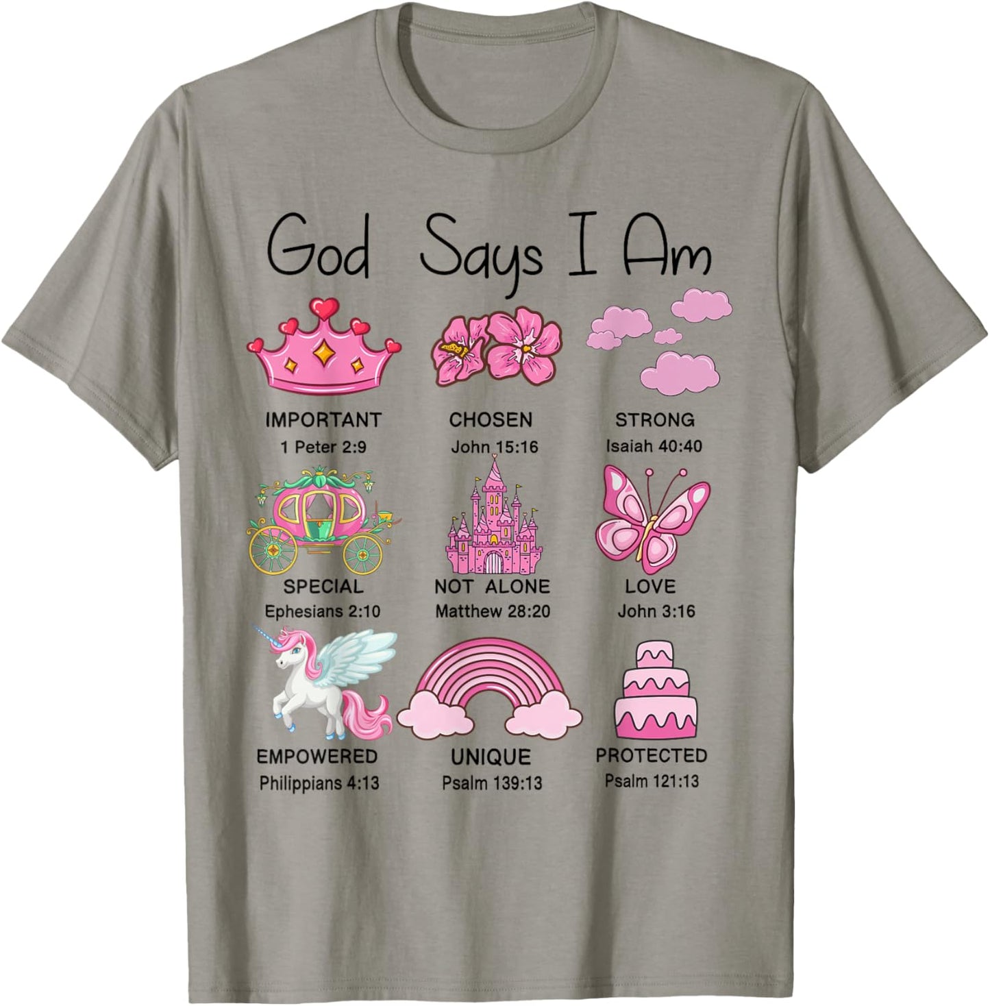 Christian Girls God Say I Am Princess Cute Jesus Bible Verse T-Shirt - T-Shirt | Sand