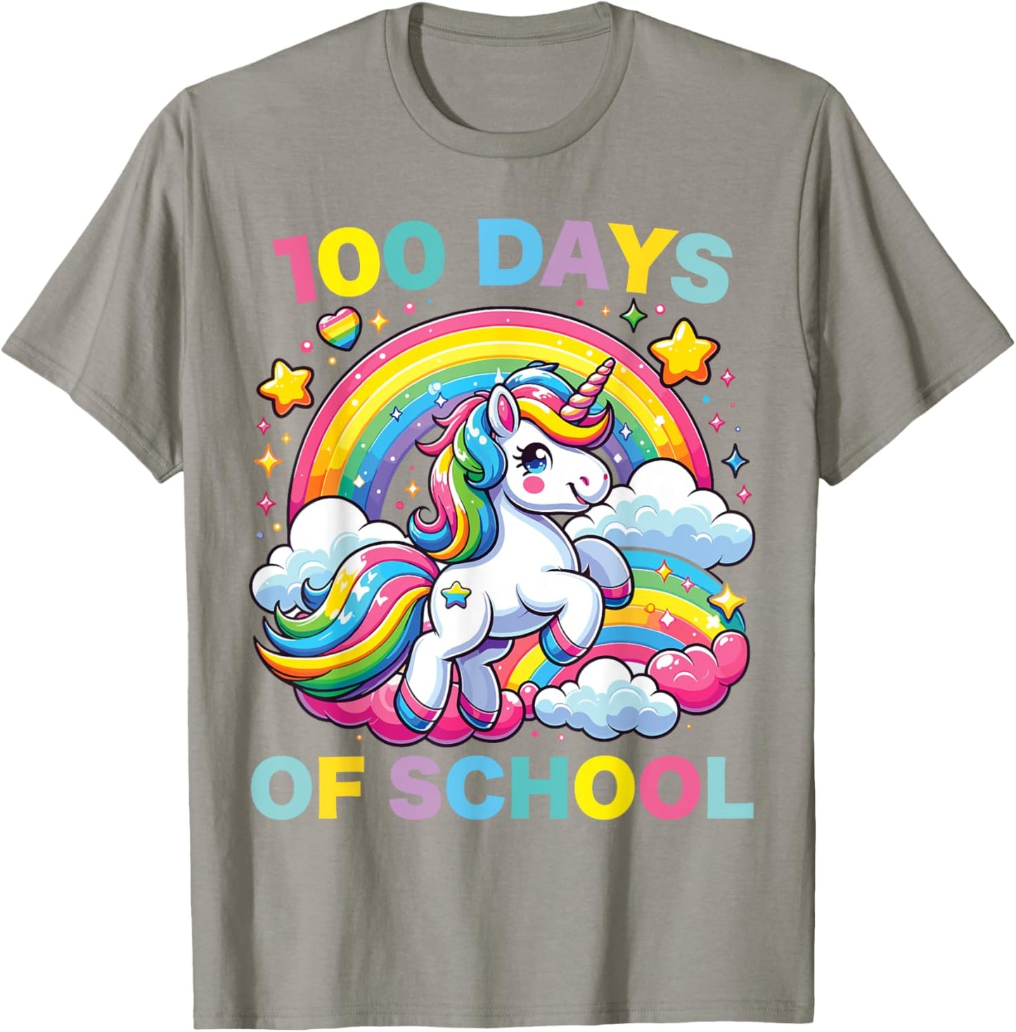 100 Days of School Unicorn Girls Teacher 100th Day of School T-Shirt - T-Shirt | Sand