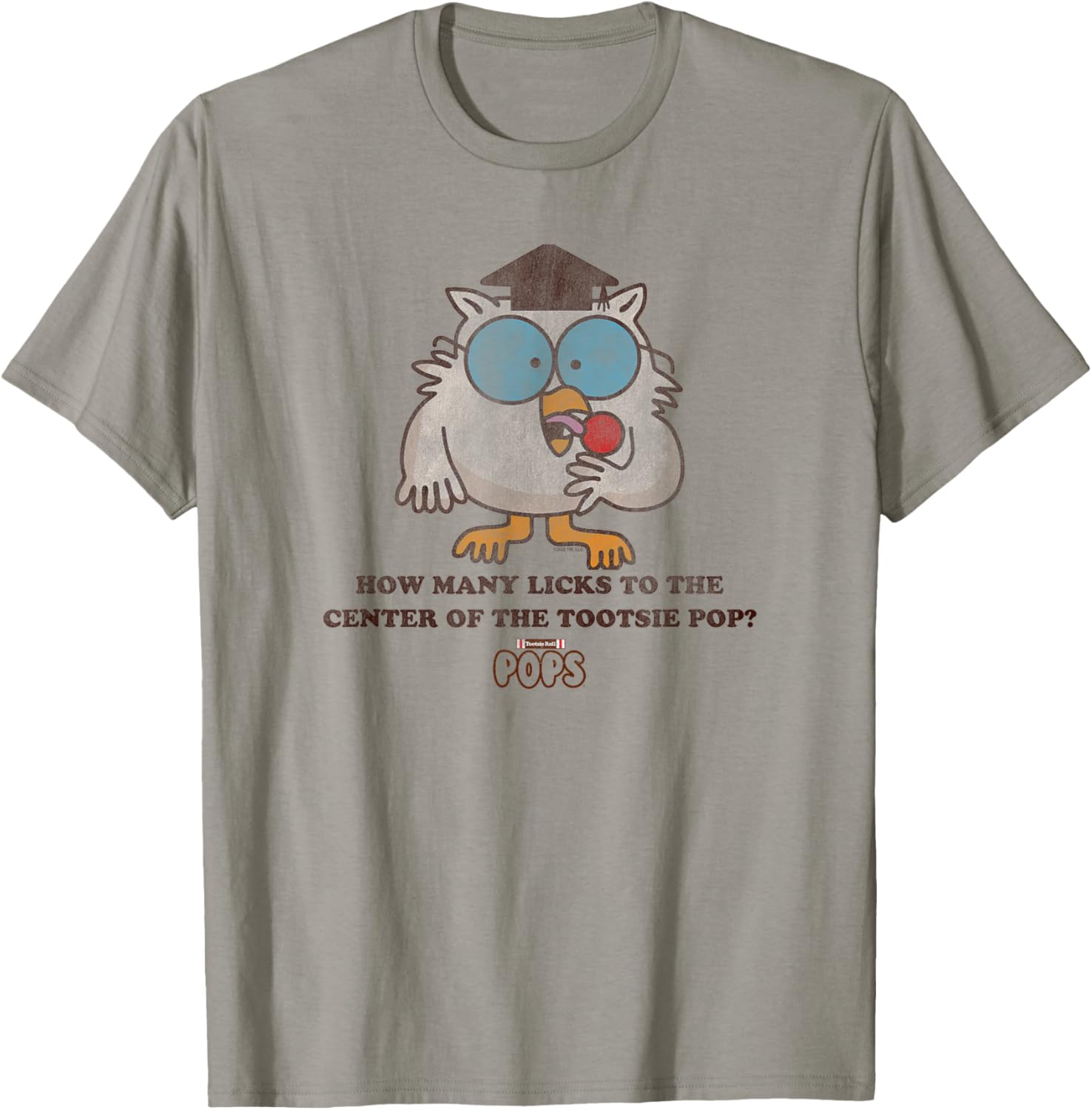 Tootsie Roll Pop Owl How Many Licks To The Center T-Shirt - T-Shirt | Sand