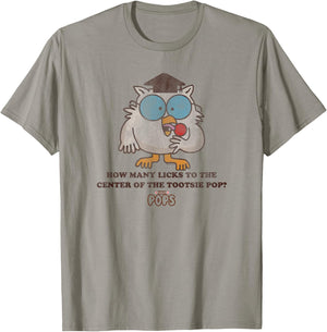 Tootsie Roll Pop Owl How Many Licks To The Center T-Shirt - T-Shirt | Sand