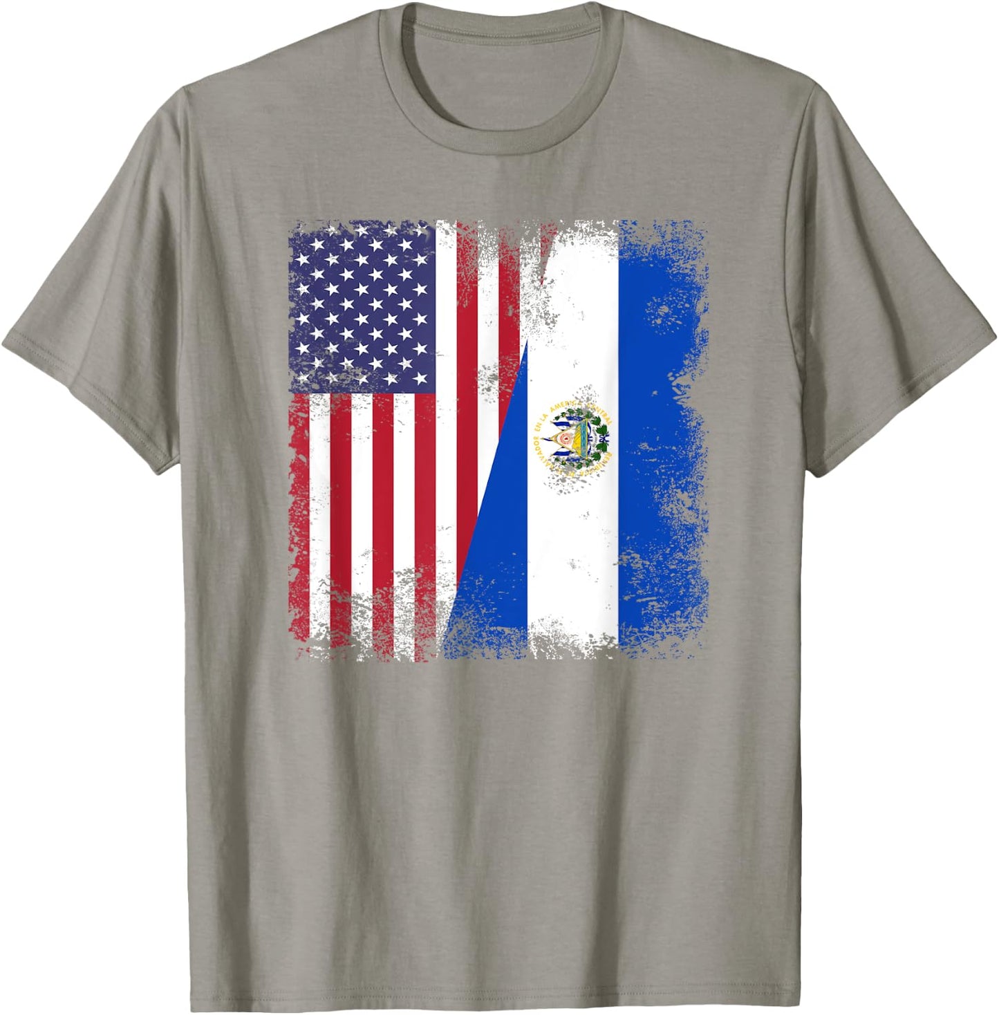 Half Salvadoran Flag | Vintage El Salvador USA Gift T-Shirt - T-Shirt | Sand