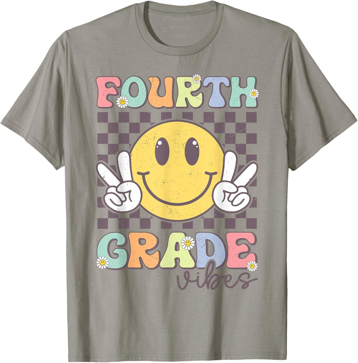 Fourth Grade Vibes Smile Face 4th Grade Team Back To School T-Shirt - T-Shirt | Sand