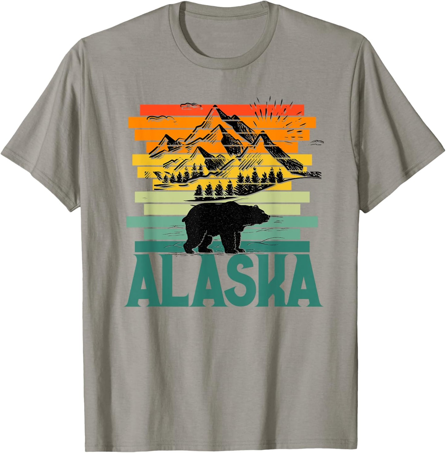 Alaskan Glacier Mountains Landscape Bear Animal Retro Cute T-Shirt - T-Shirt | Sand