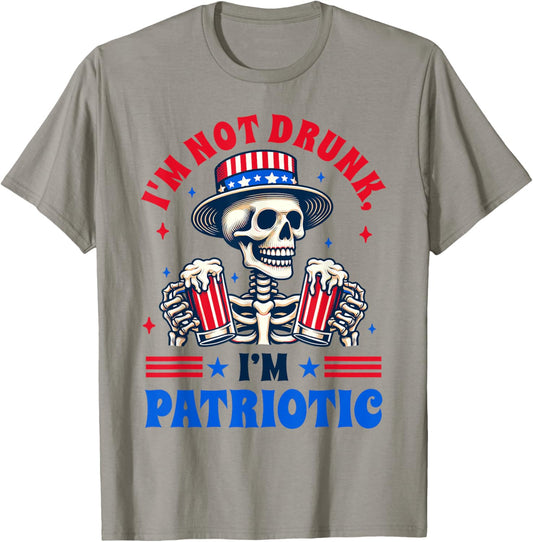 4th Of July American Drinking I'm Not Drunk I'm Patriotic T-Shirt - T-Shirt | Sand