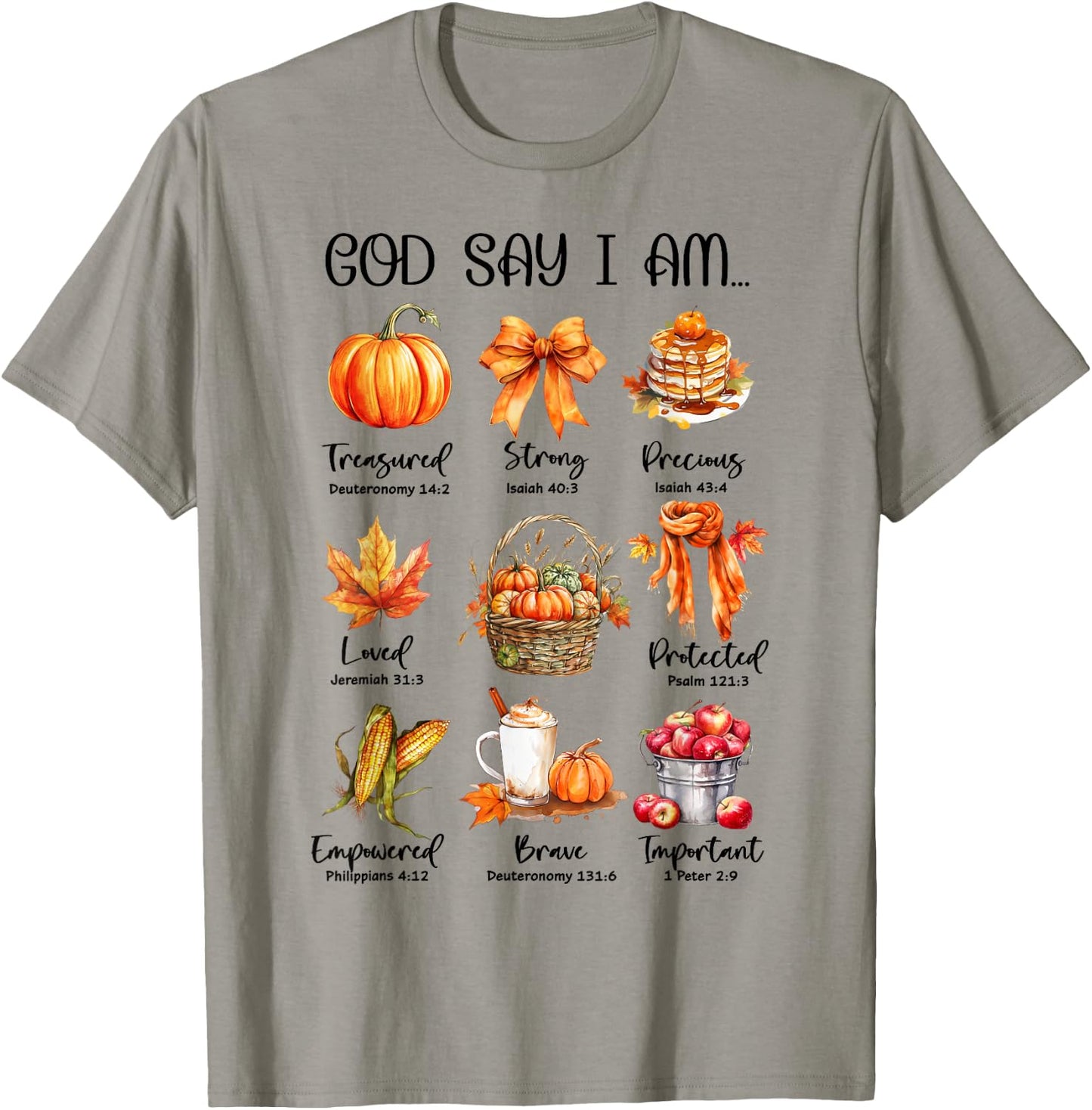 God Say I Am Pumpkin Spice Jesus Christ Fall Vibes Christian T-Shirt - T-Shirt | Sand