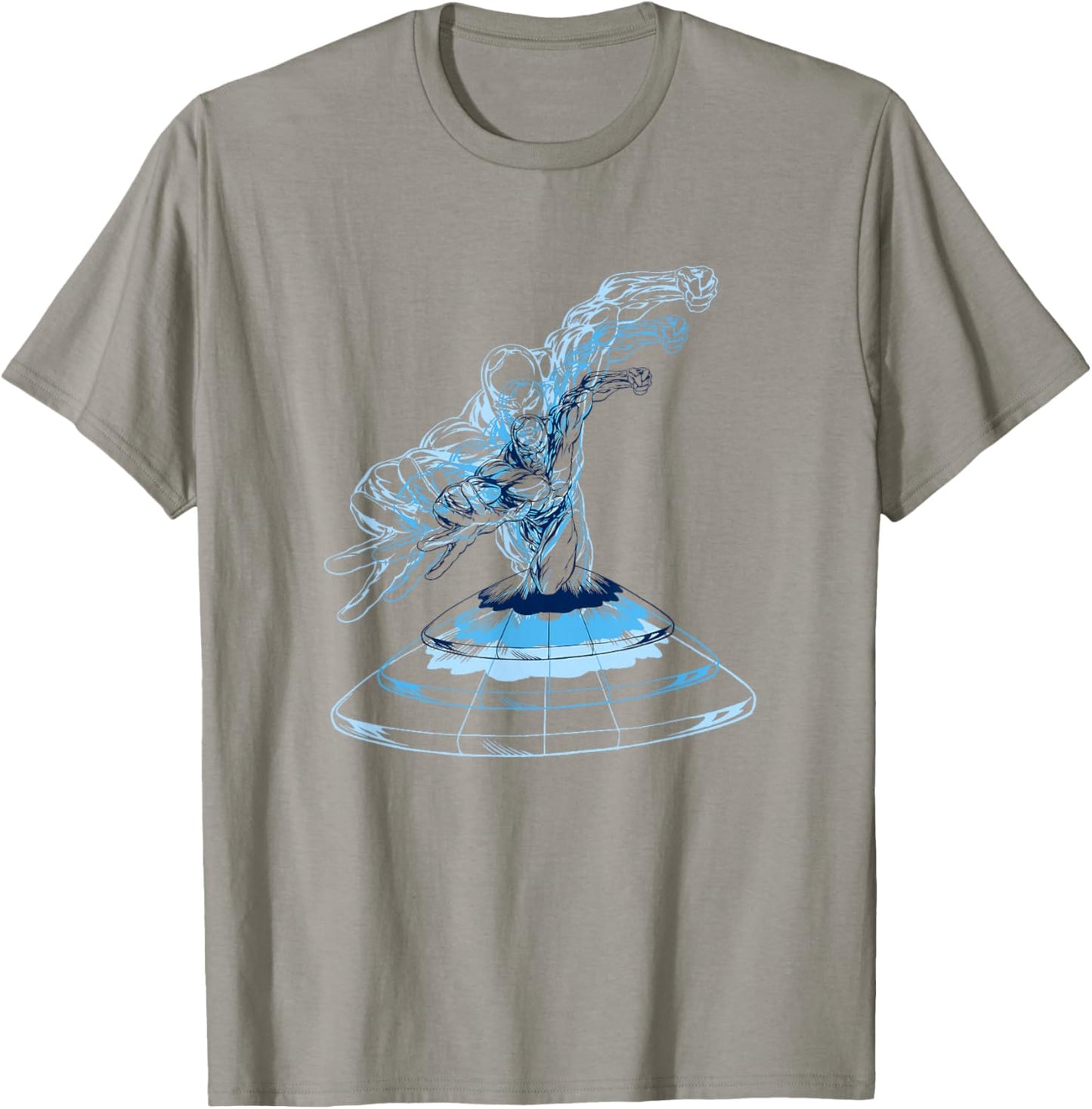 Marvel Comics Retro Classic Silver Surfer Illusion Big Logo T-Shirt - T-Shirt | Sand