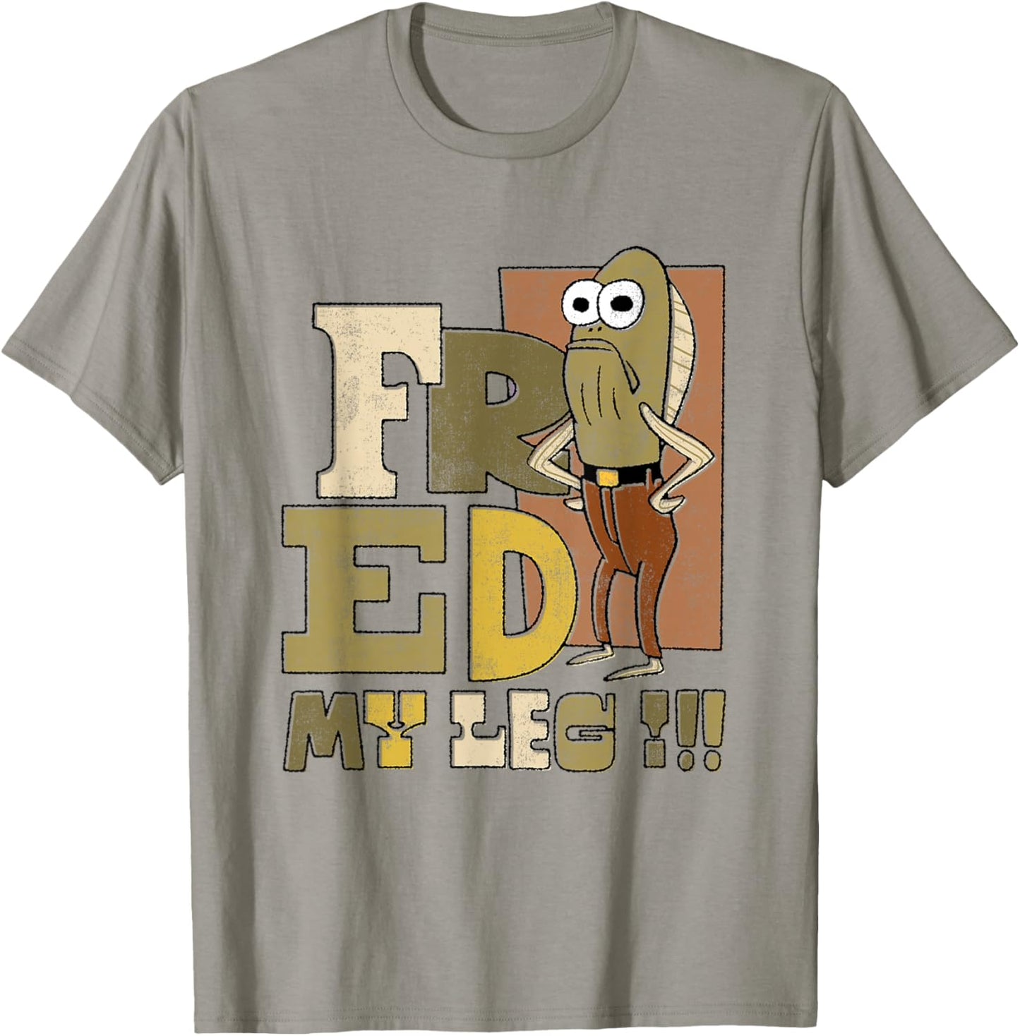 SpongeBob SquarePants Fred My Leg!!! Distressed Portrait T-Shirt - T-Shirt | Sand