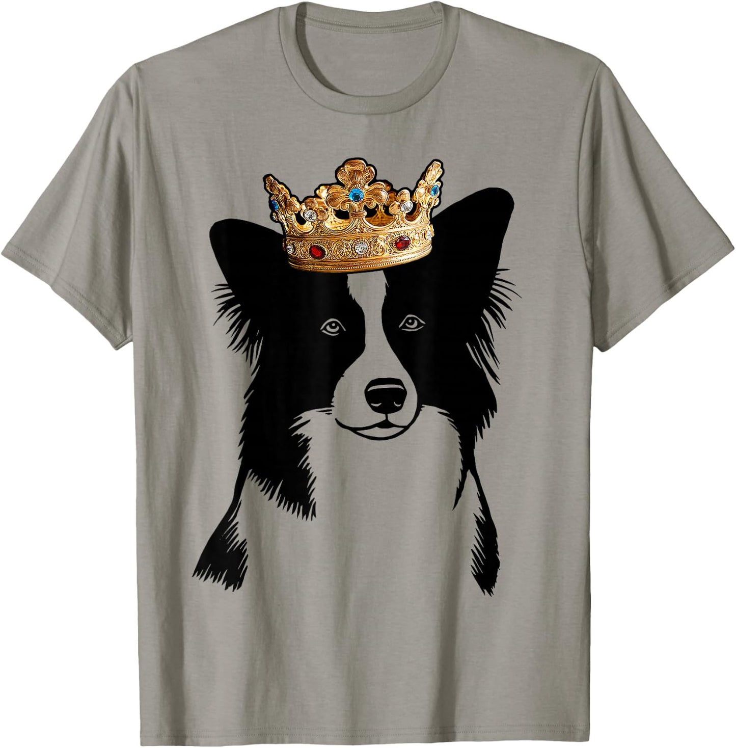 Border Collie Dog Wearing Crown T-Shirt - T-Shirt | Sand