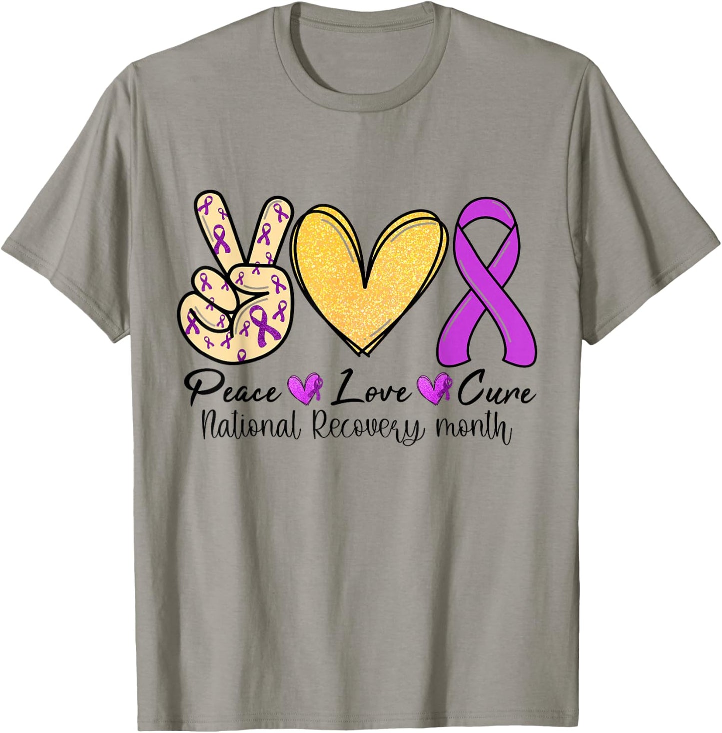 National Recovery month Warrior Addiction Recovery Awareness T-Shirt - T-Shirt | Sand