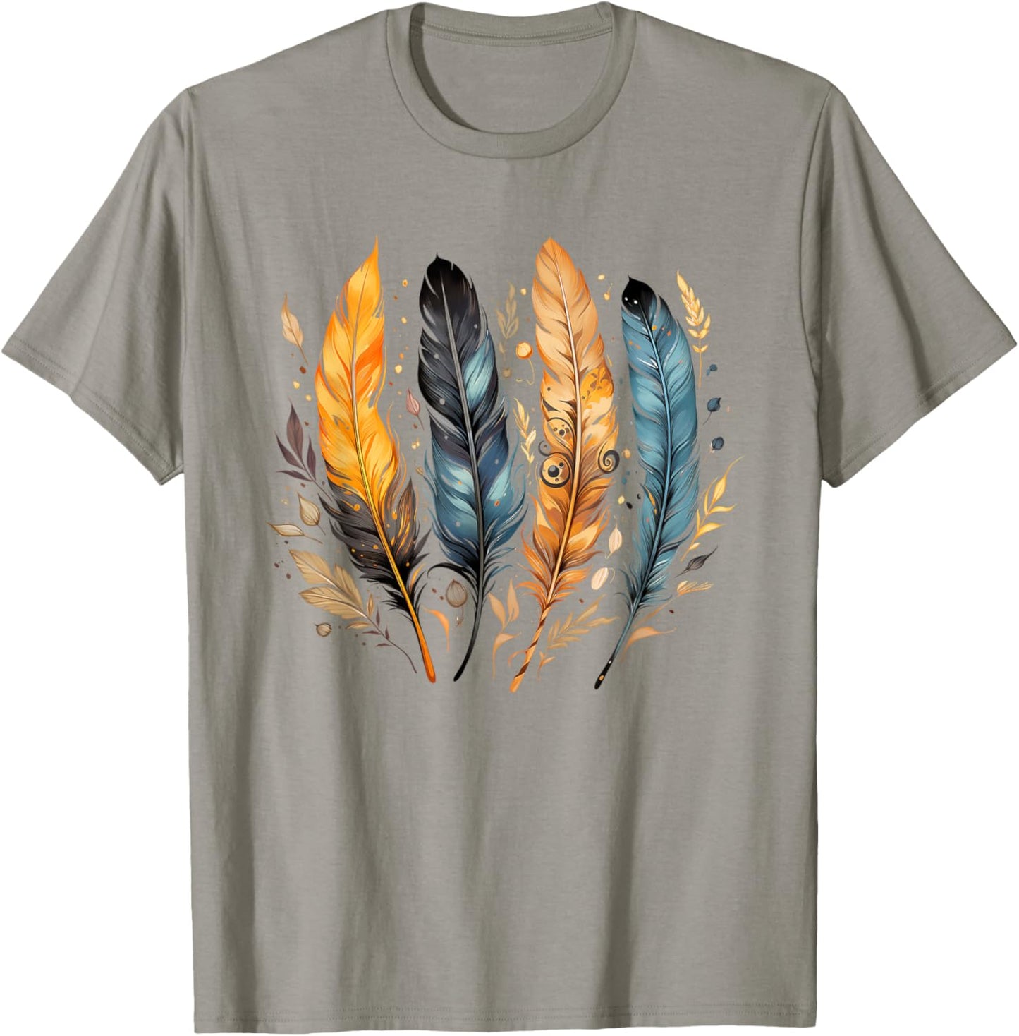 Colorful feathers, bird, Native Americans, symbol, pattern T-Shirt - T-Shirt | Sand
