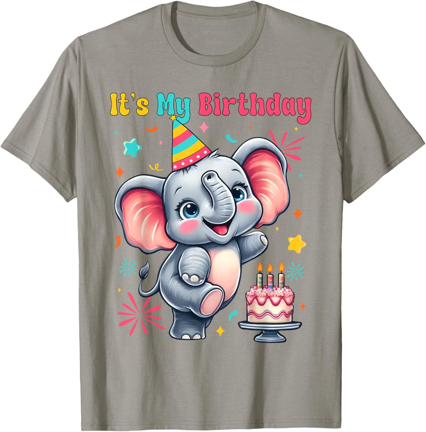 It's My Birthday Boys Girls Kids Toddler Elephant Birthday T-Shirt - T-Shirt | Sand