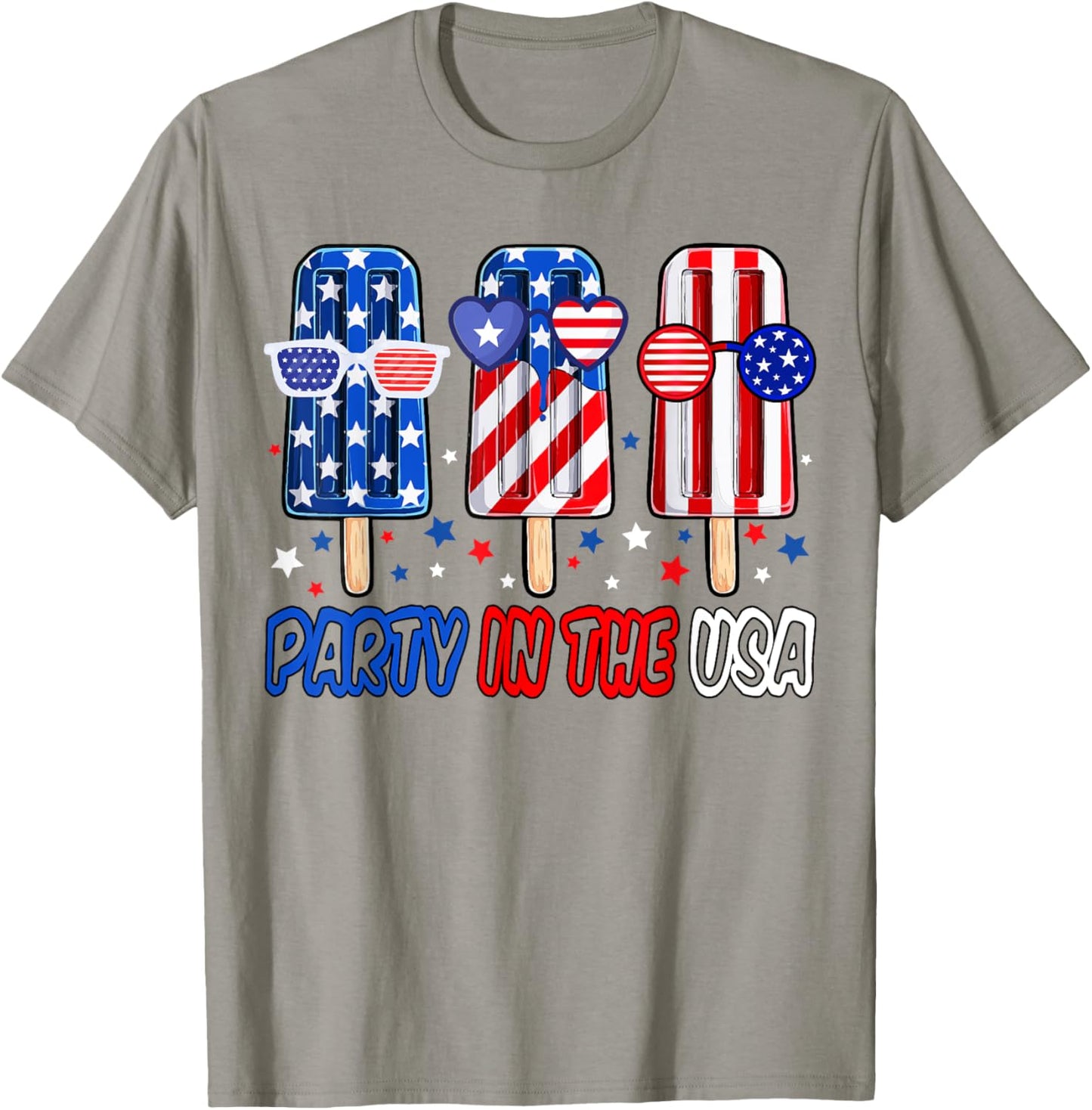 Party In USA 4th July Popsicle Shirt Boys USA Flag American T-Shirt - T-Shirt | Sand