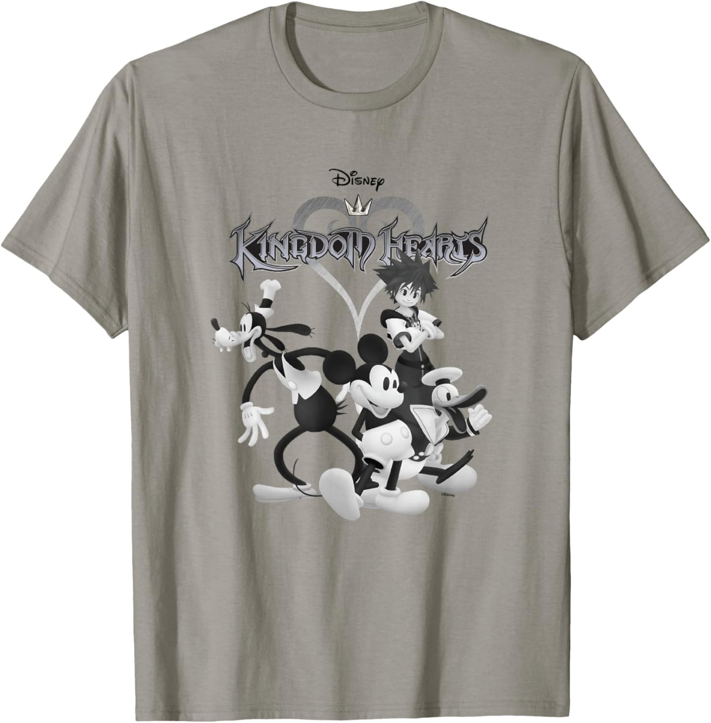 Kingdom Hearts Steamboat Heroes Black and White T-Shirt - T-Shirt | Sand
